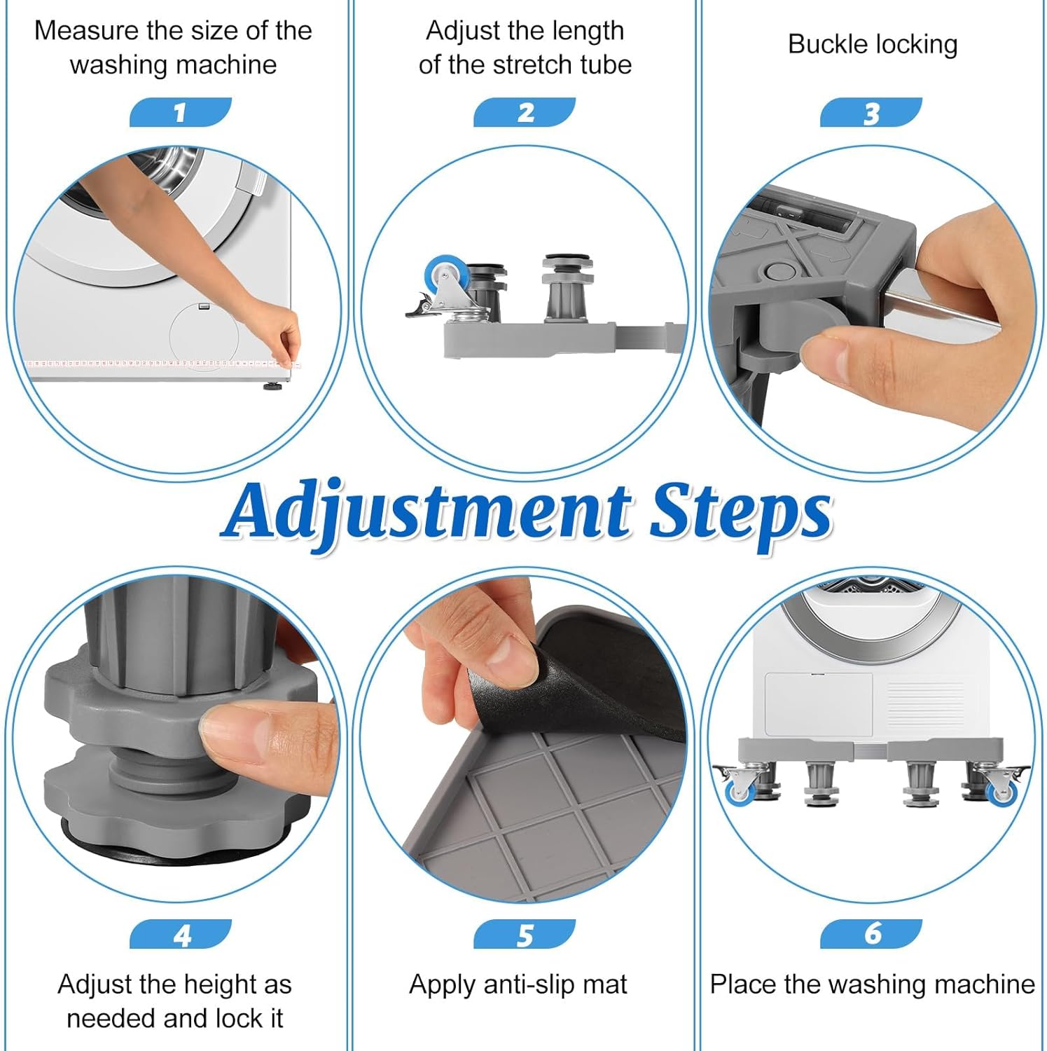 Base per Lavatrice con 8 Piedi + 4 Ruote Regolabili - immagine 4