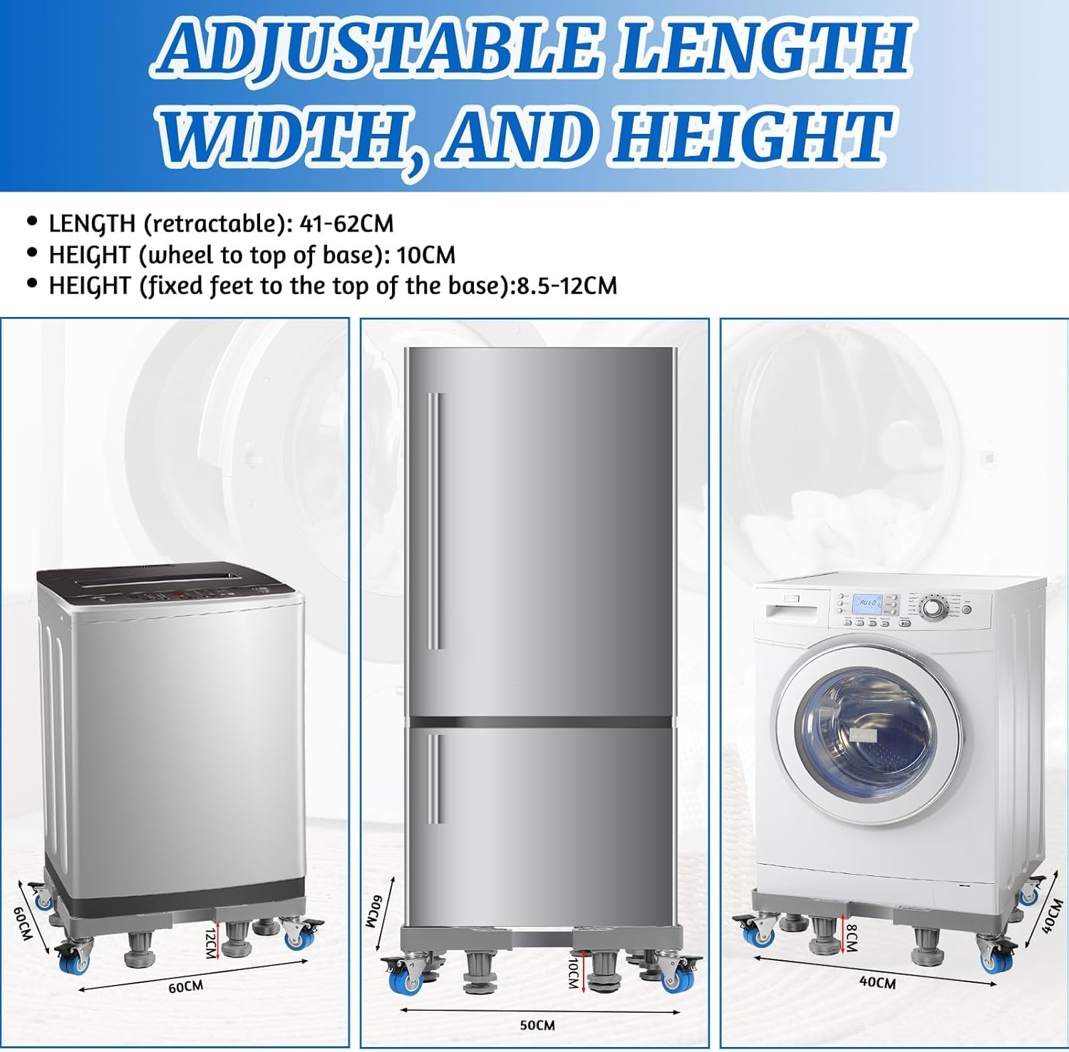 Base per Lavatrice con 8 Piedi + 4 Ruote Regolabili - immagine 5