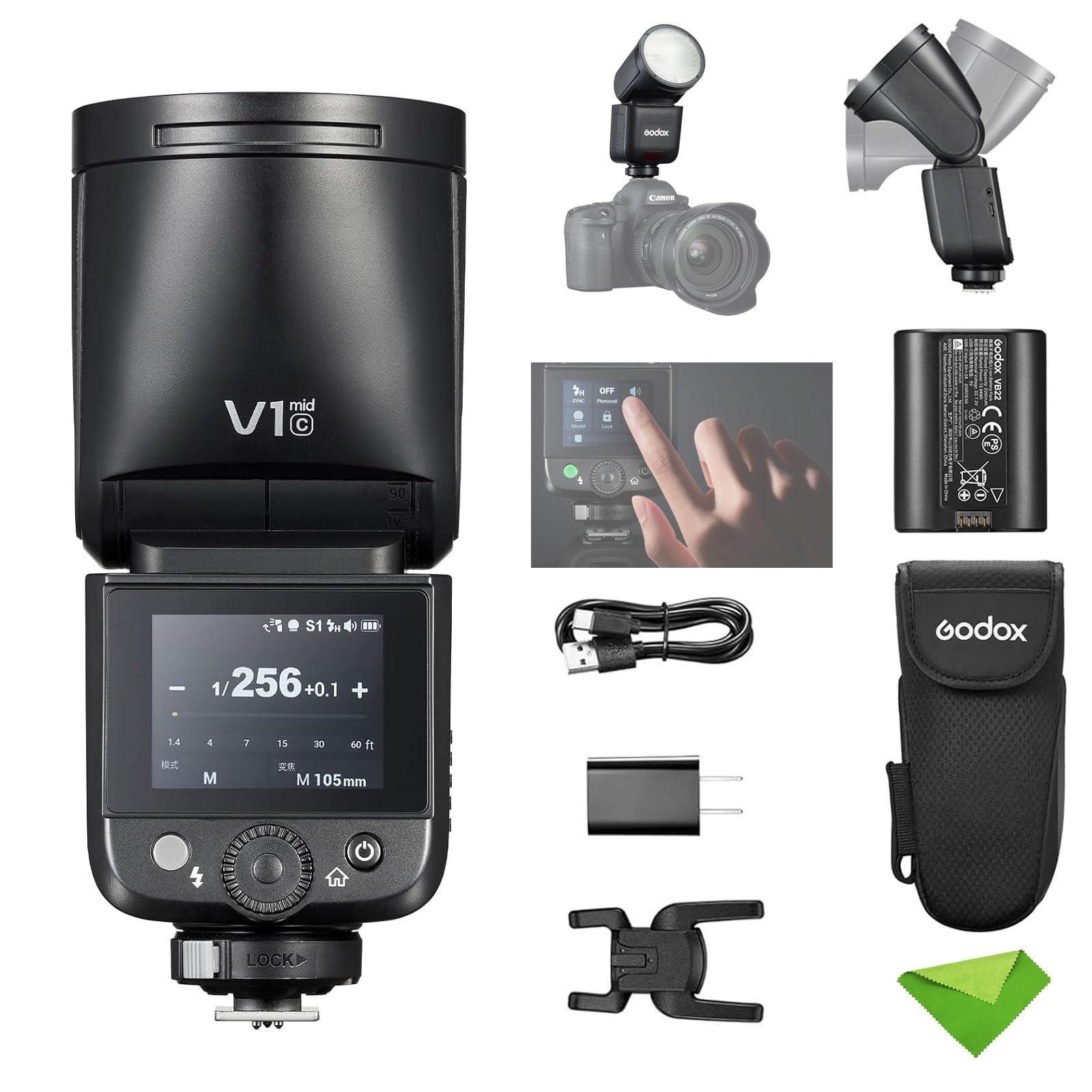 Godox V1 mid C TTL Flash per Canon con Testa Rotonda