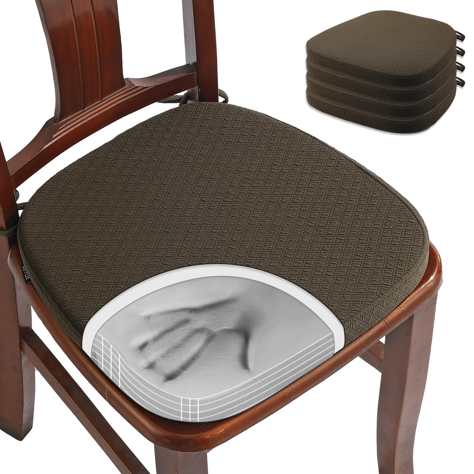 Buyue Cuscino Sedia Memory Foam Jacquard 40cm (4 pz)