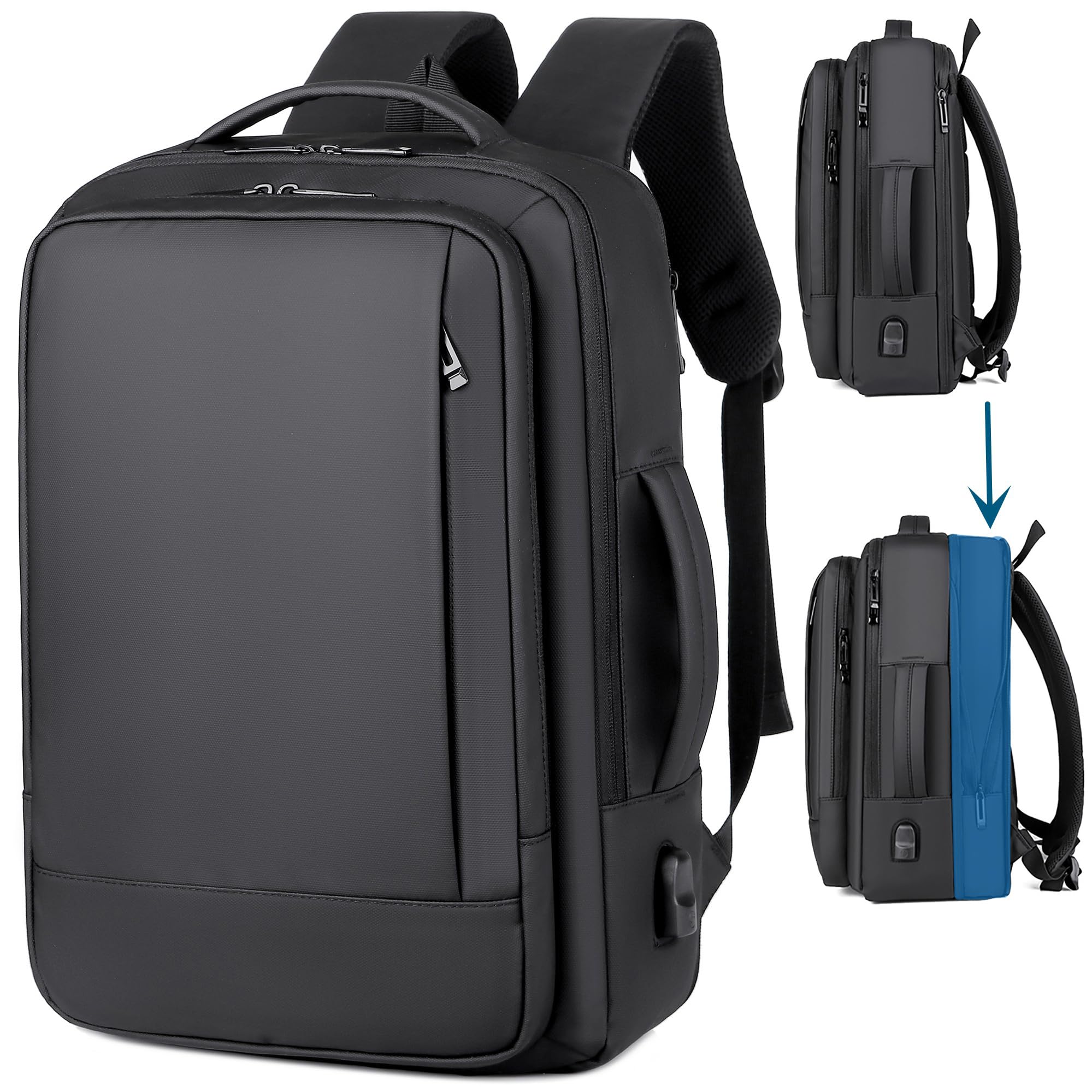 Zaino Porta PC Uomo 15.6" con Ricarica USB, Nero