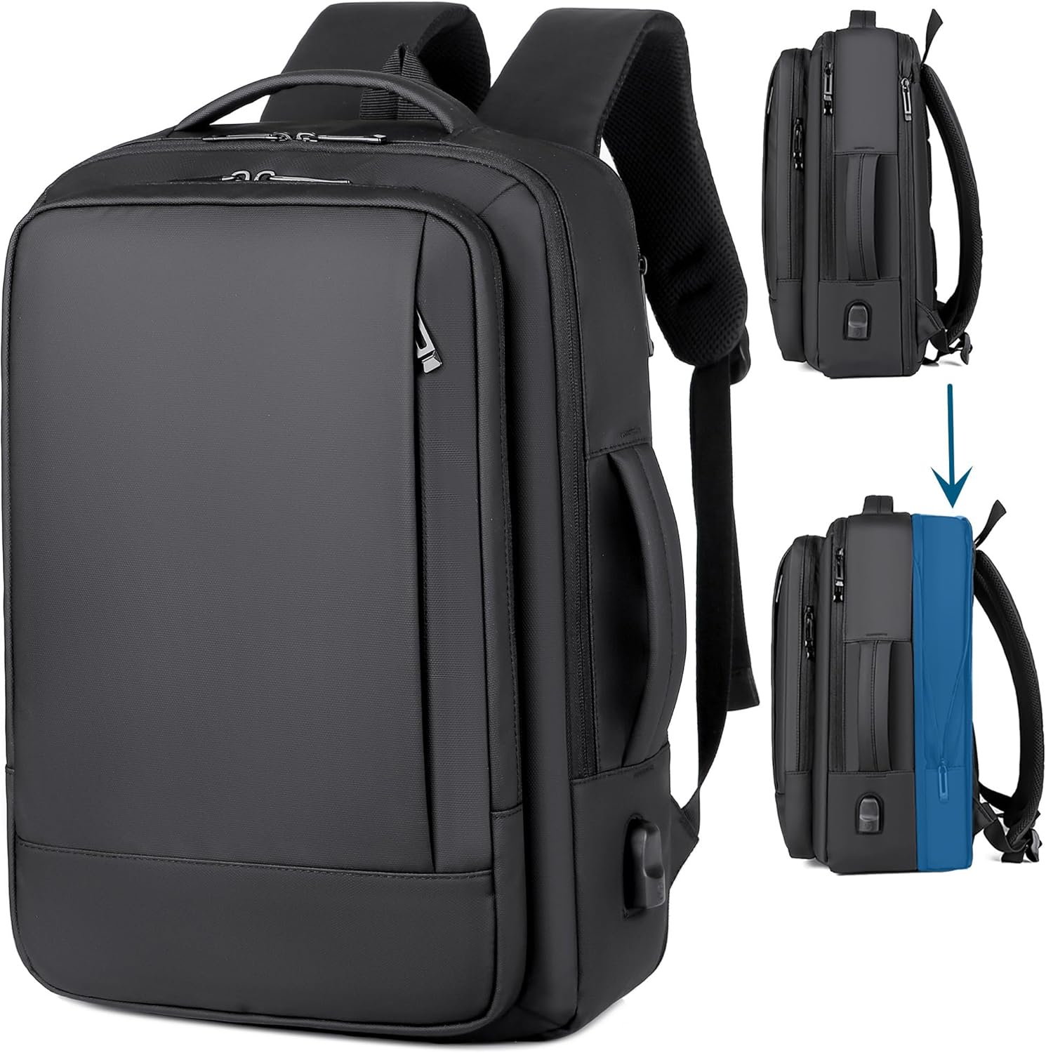 Zaino Porta PC Uomo 15.6" con Ricarica USB, Nero - immagine 1