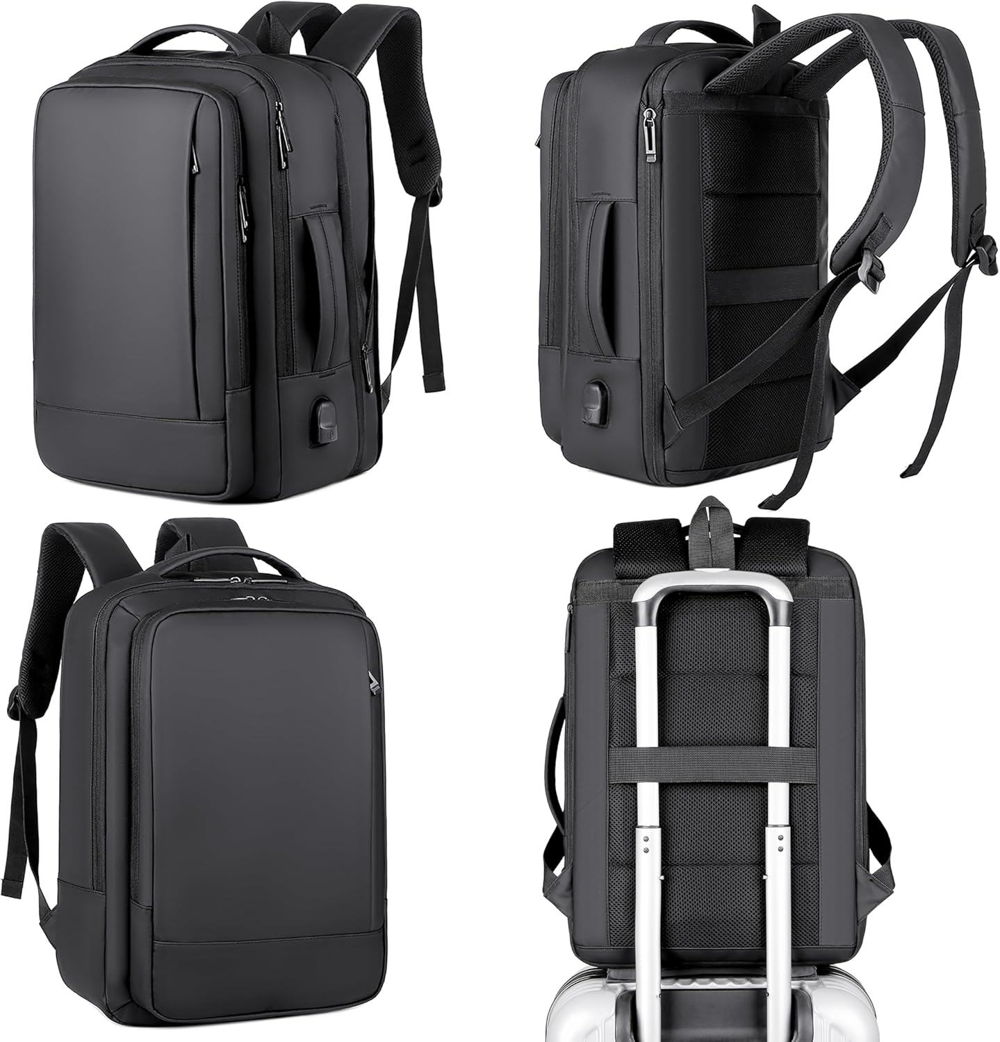 Zaino Porta PC Uomo 15.6" con Ricarica USB, Nero - immagine 4