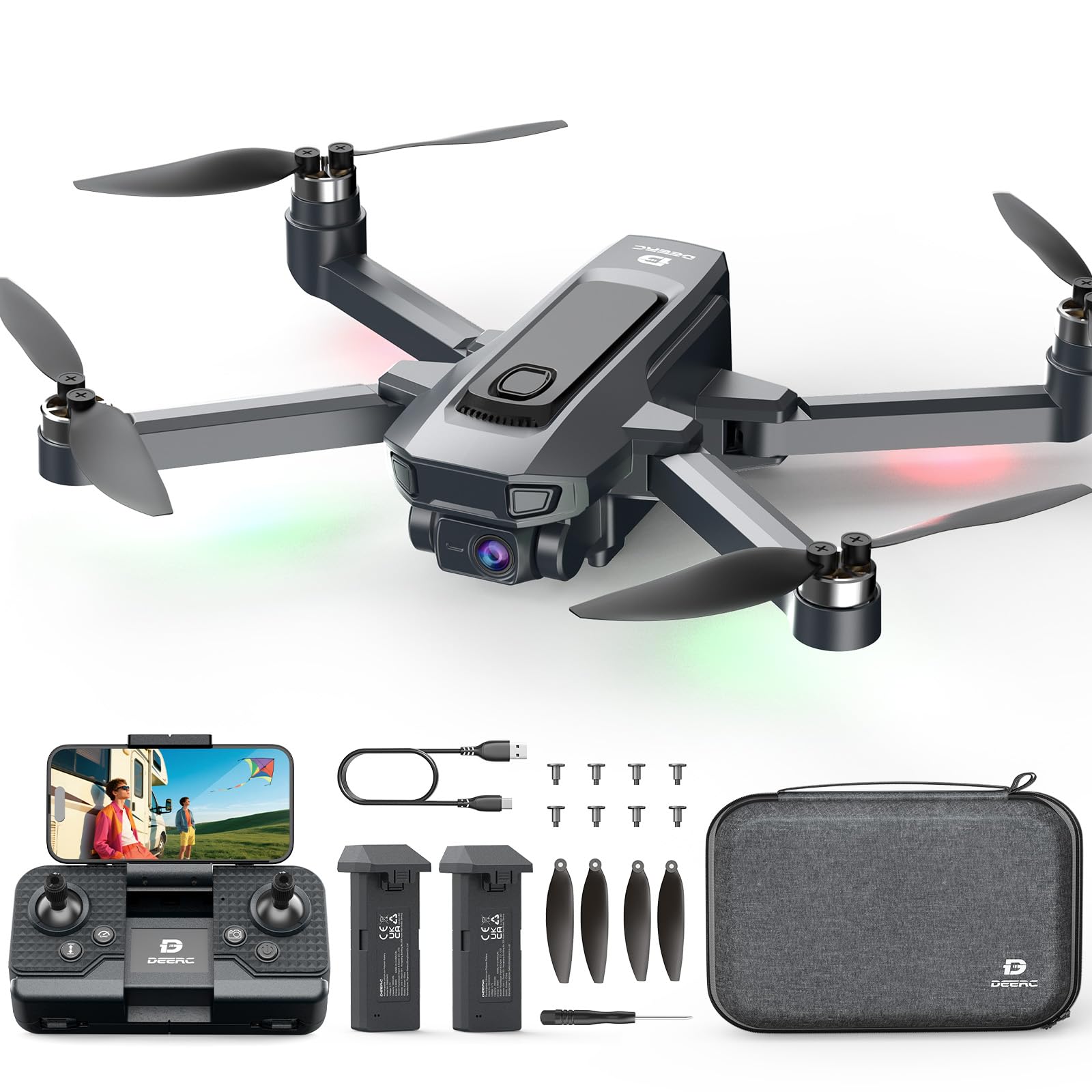 Deerc D25 Drone 1080P HD 5G con 2 Batterie 40 Min