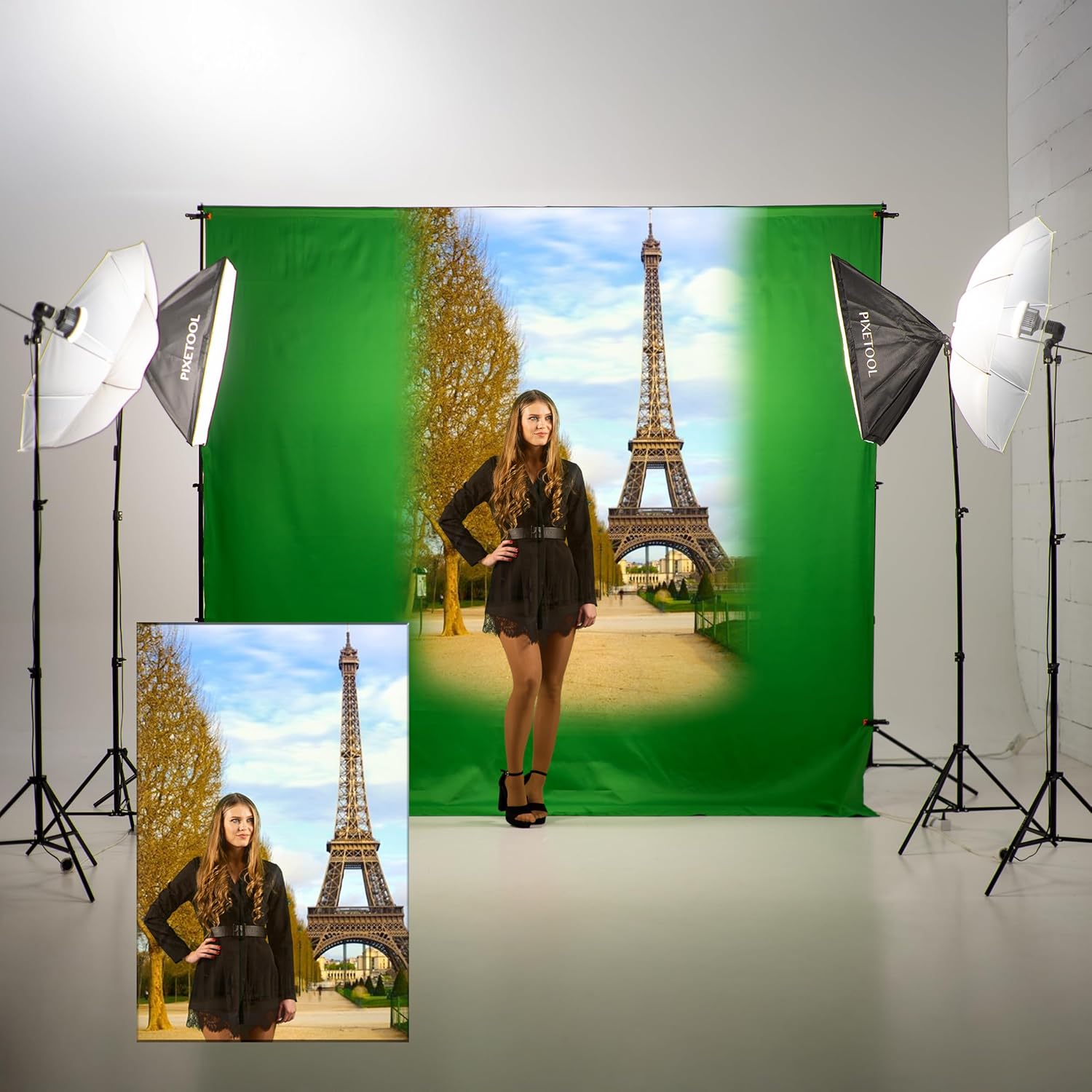 Pixetool Set Studio Fotografico con Softbox e Green Screen - immagine 12