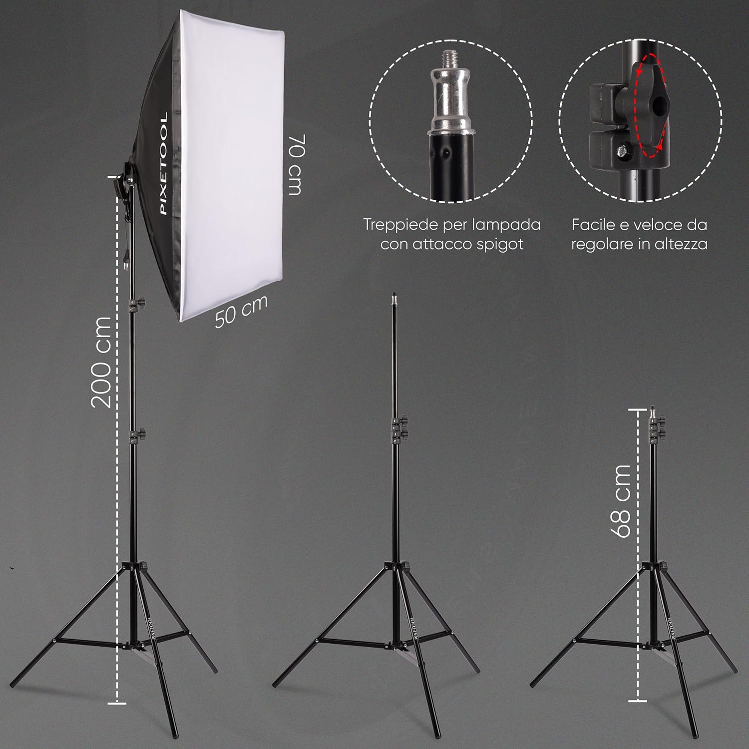 Pixetool Set Studio Fotografico con Softbox e Green Screen - immagine 3