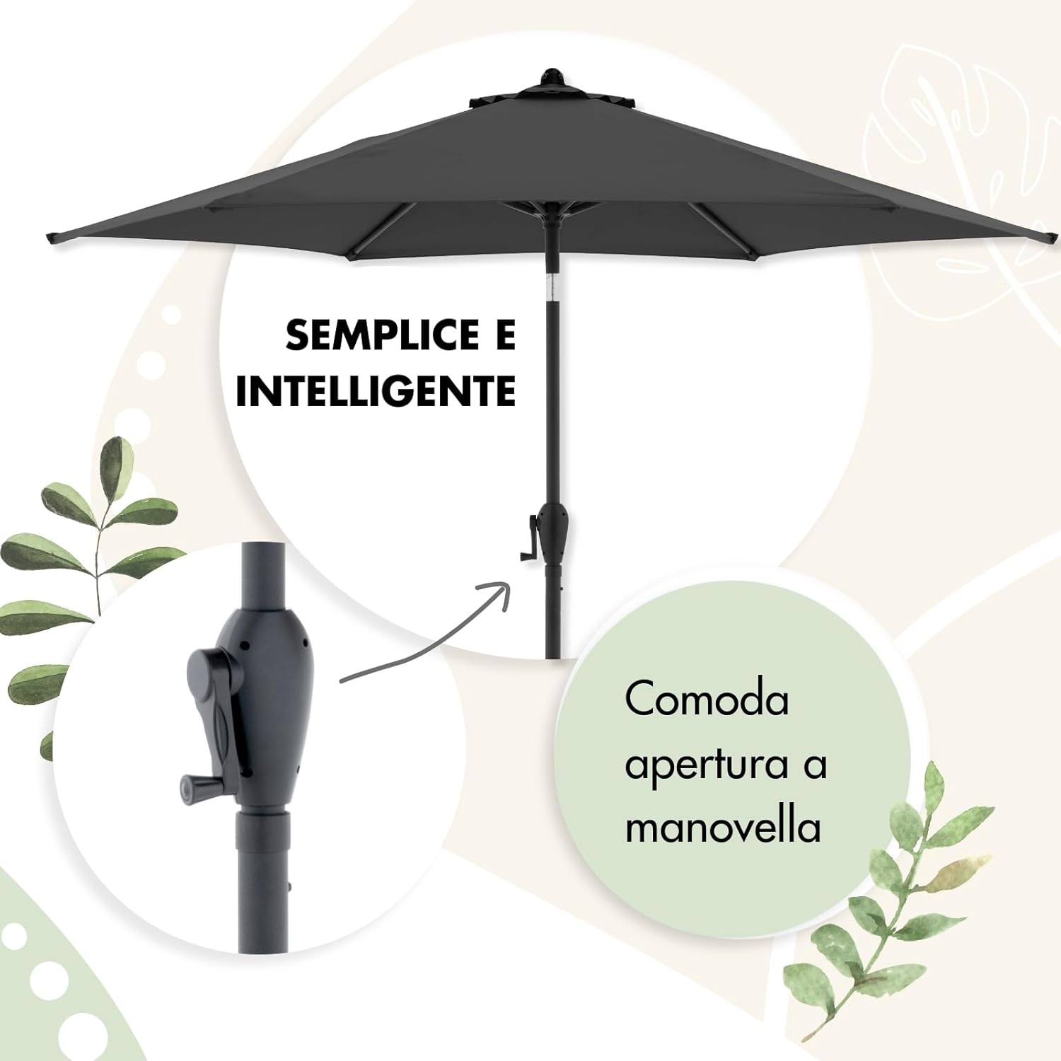 Doppler Ombrellone Giardino Jack 250cm, Grigio Chiaro - immagine 6
