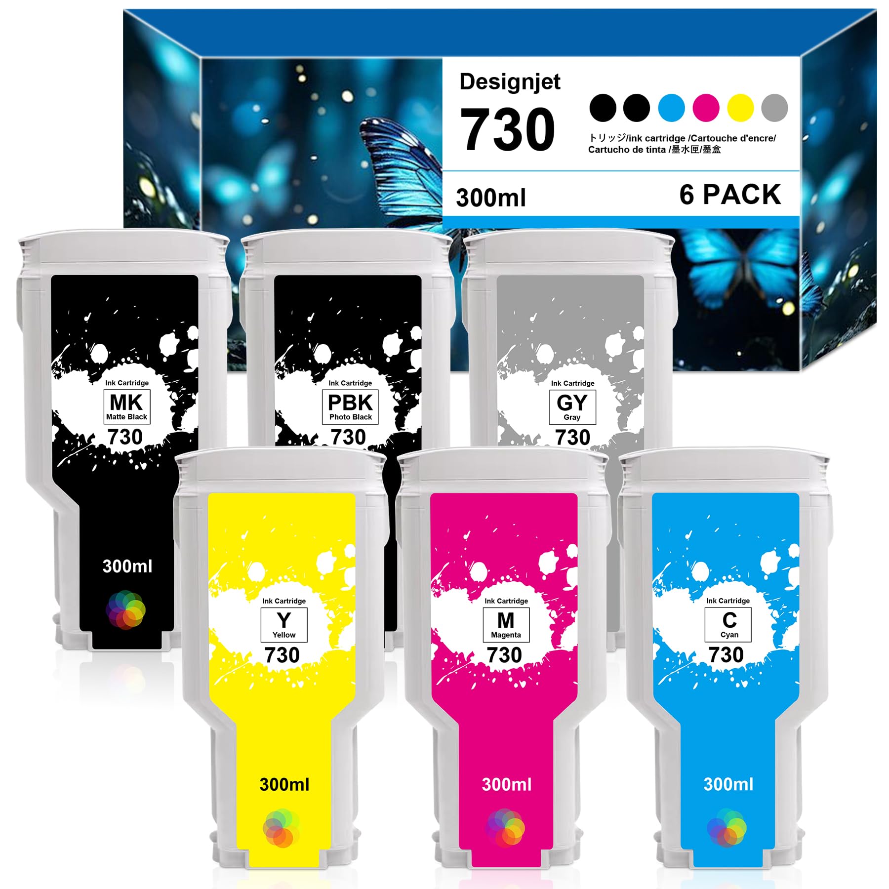 Cartucce Inchiostro Rigenerate HP730 (6 pezzi, 300ml)