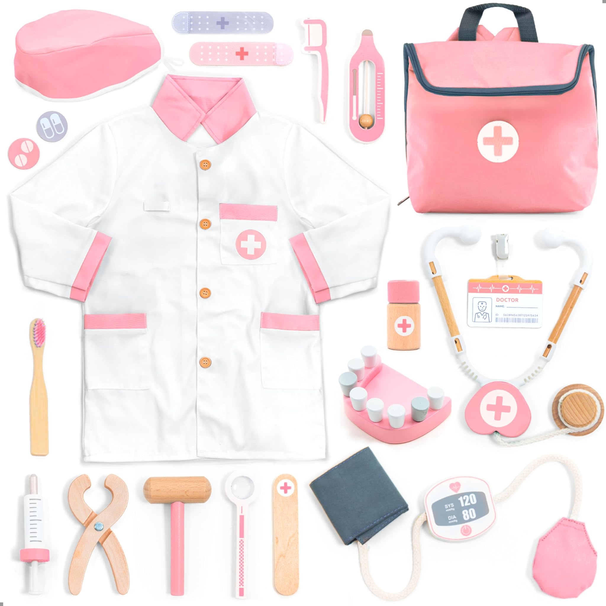 UMU® Valigetta Dottoressa Bambina in Legno 20 Pezzi