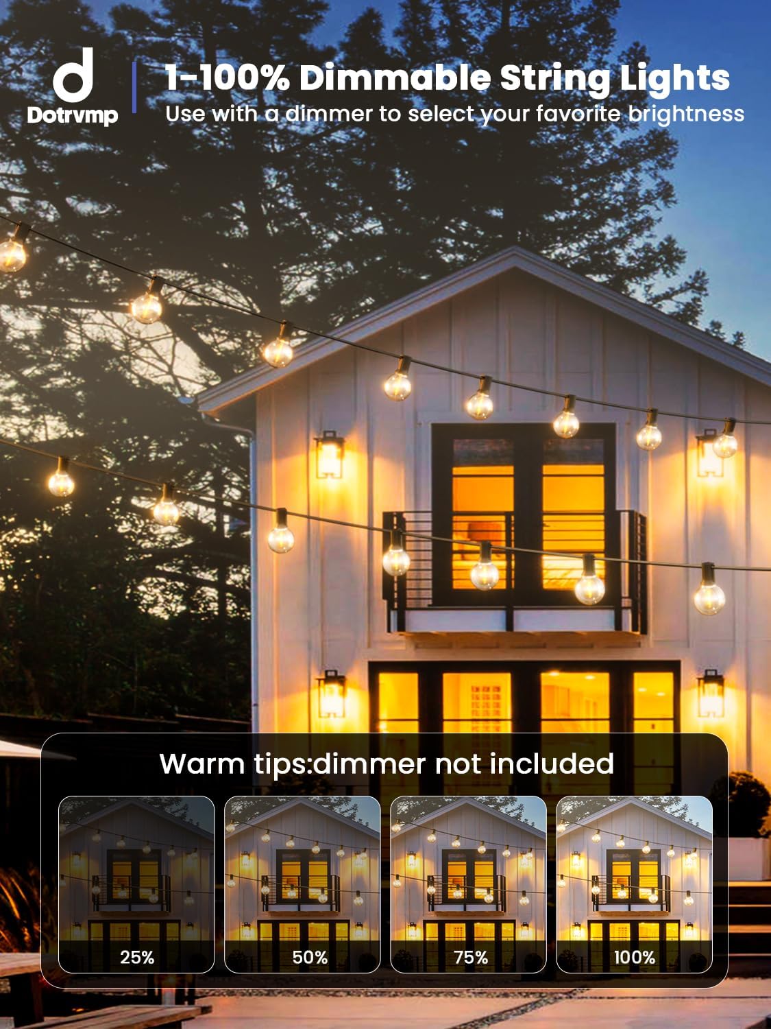 Catena Luminosa Esterno 30m con G40 1W LED E12 - immagine 5