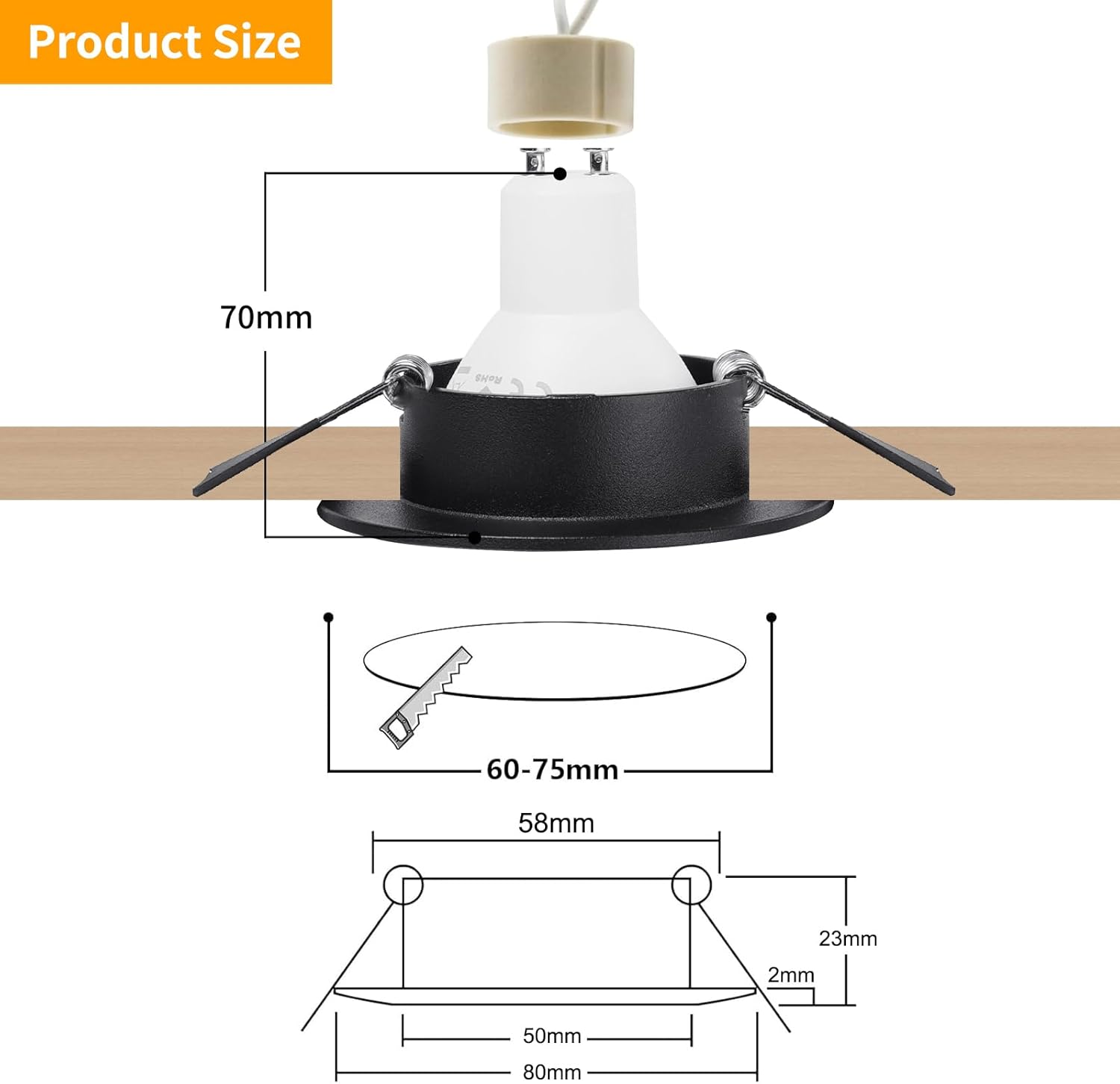 Faretti LED da Incasso 230V, Alluminio Nero, Set 10 - immagine 5
