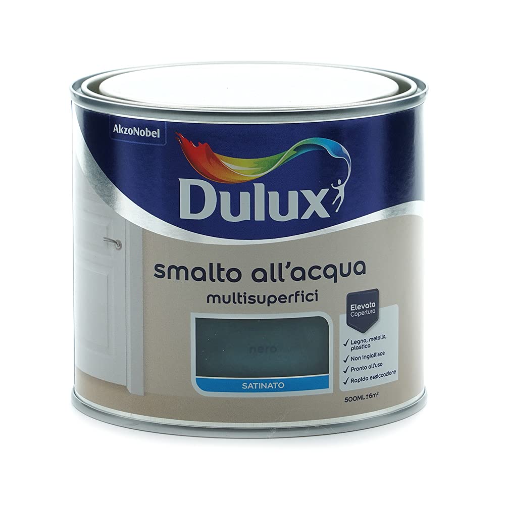 Dulux Smalto Satinato all'Acqua 0.5 Litri, Nero