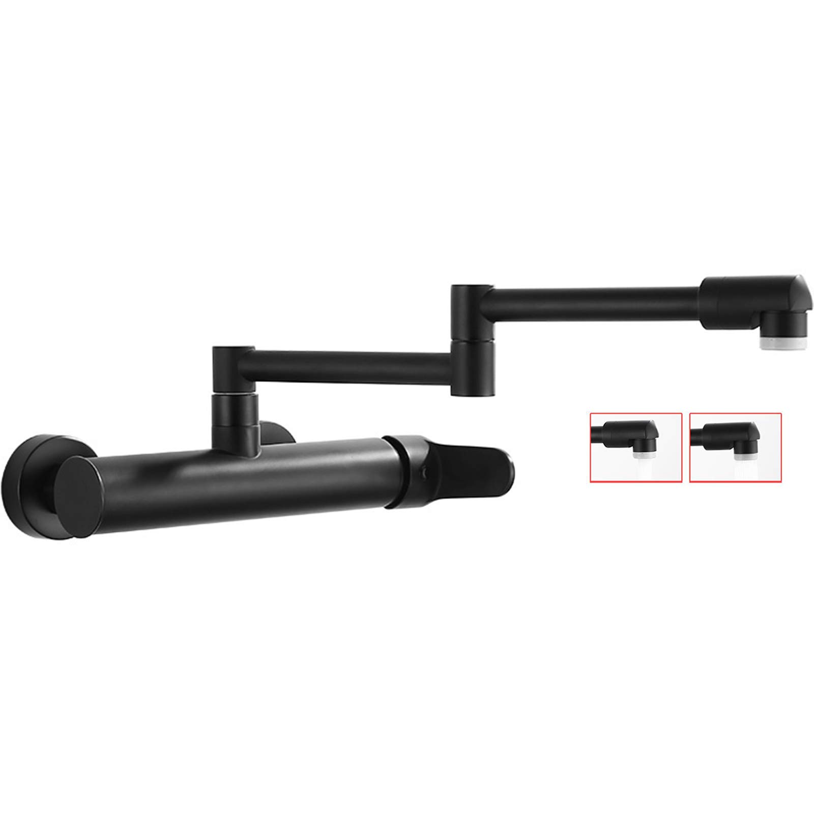 Rubinetto Cucina a Muro Caldo/Freddo Pieghevole Nero