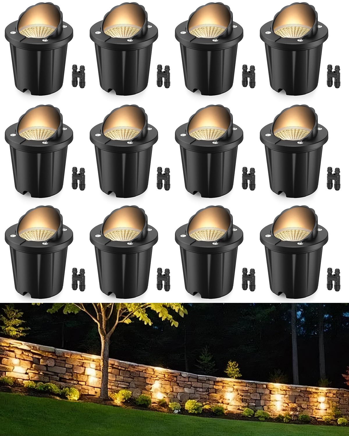 Hiboitec Luci Esterne Rotonde da Paesaggio 4 Pezzi IP67