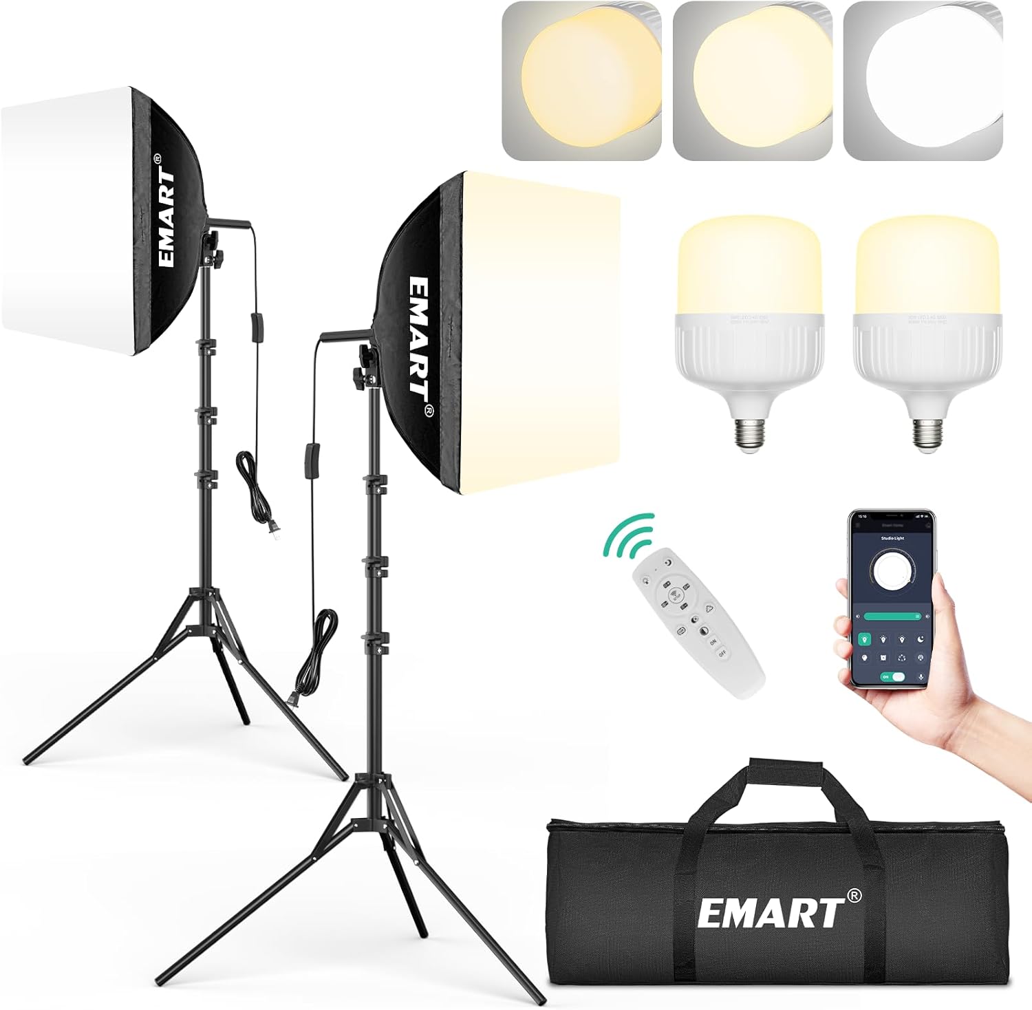 Emart Softbox - Set Luci Studio Fotografico 40x40cm - immagine 1