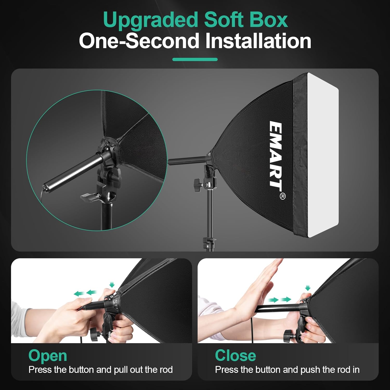 Emart Softbox - Set Luci Studio Fotografico 40x40cm - immagine 2