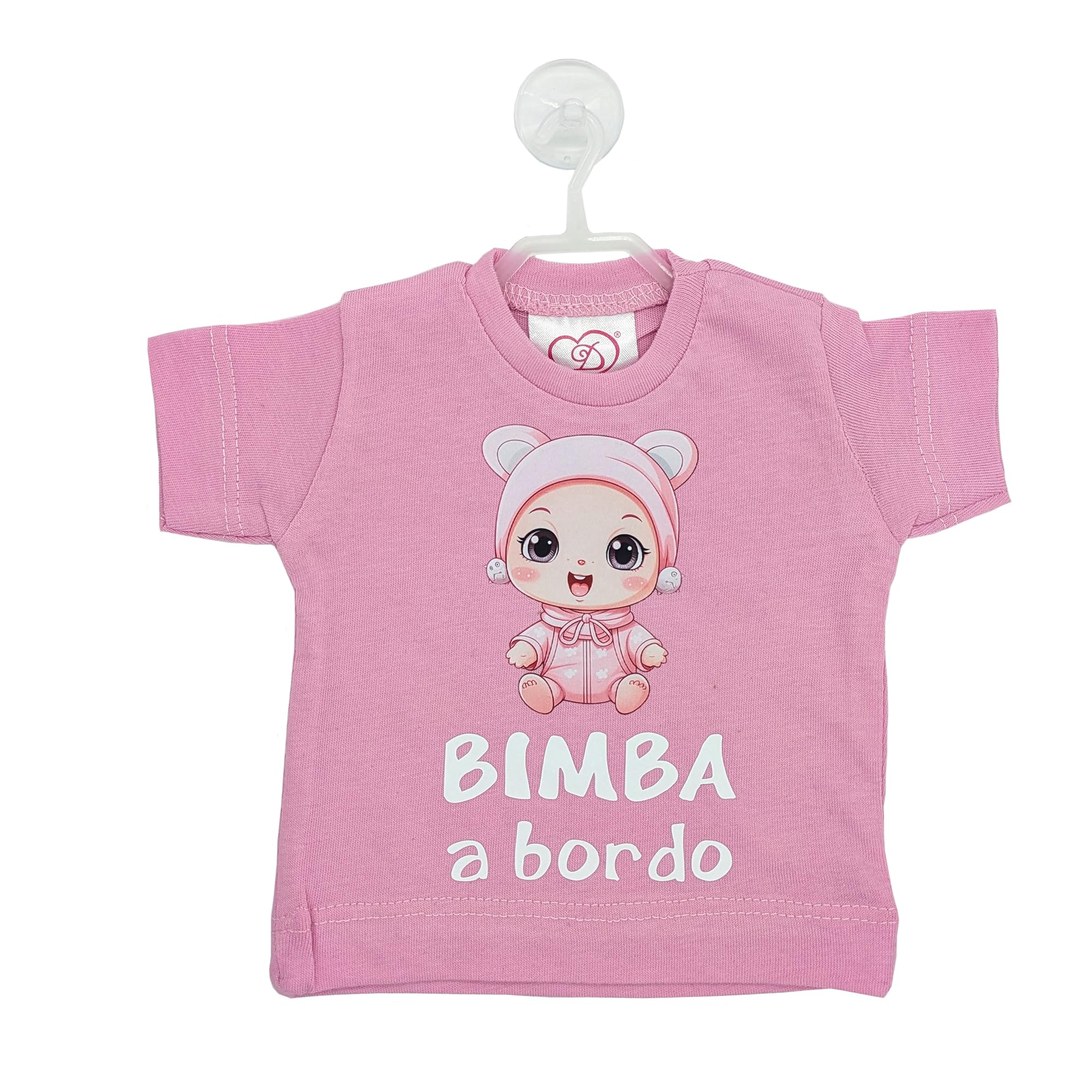 Mini T-Shirt Accessori Auto Bimbo a Bordo con Gruccia e Ventosa