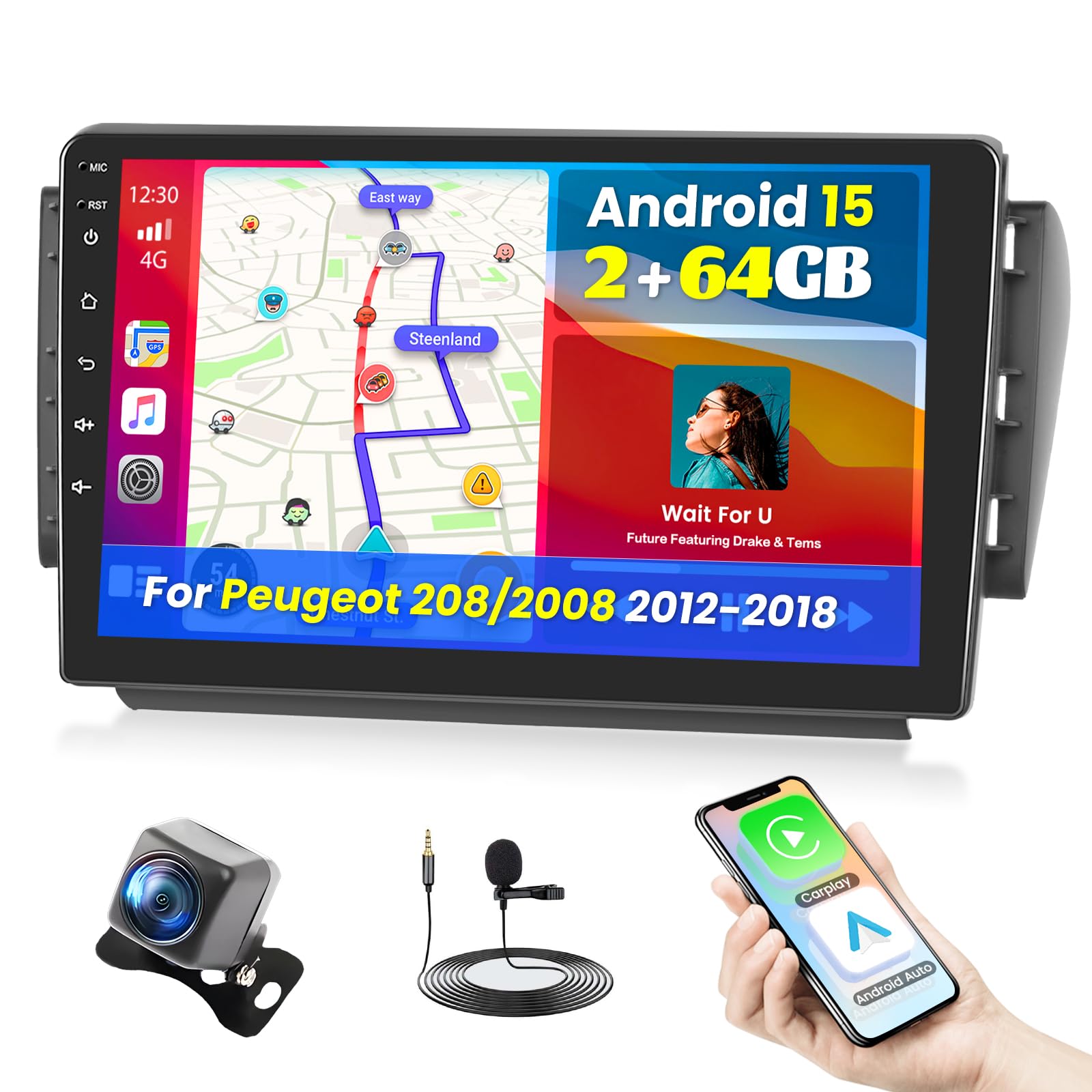 Fuluku Android Autoradio 10.1" per Peugeot 208/2008