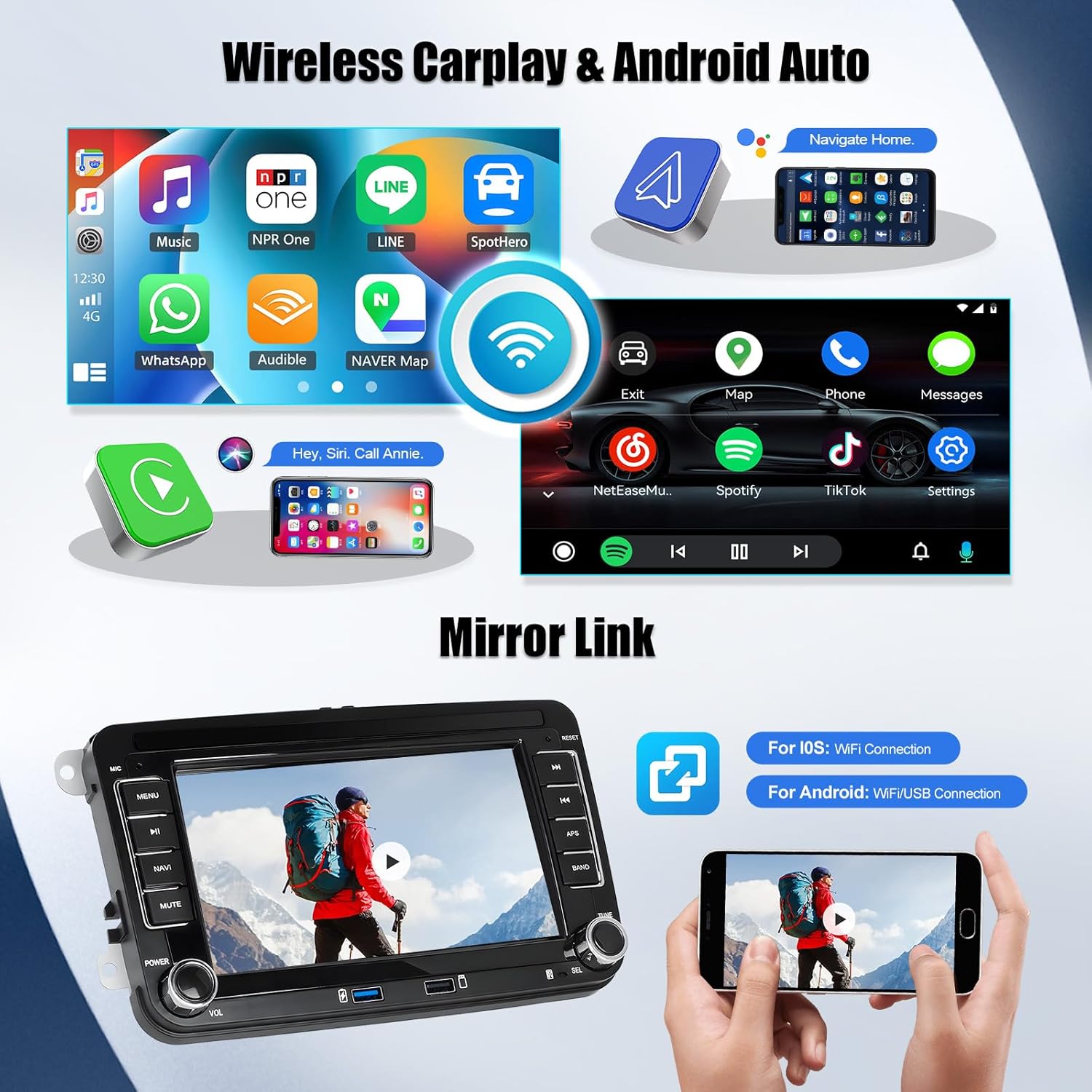 Sixwin Autoradio Android 13 CarPla/Android Auto 7 Pollici - immagine 4