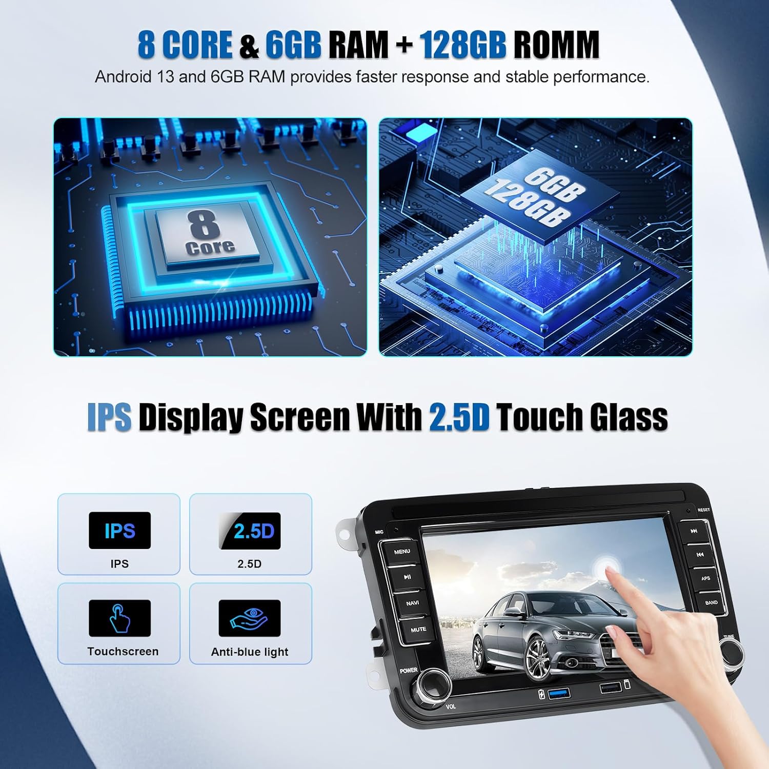 Sixwin Autoradio Android 13 CarPla/Android Auto 7 Pollici - immagine 5