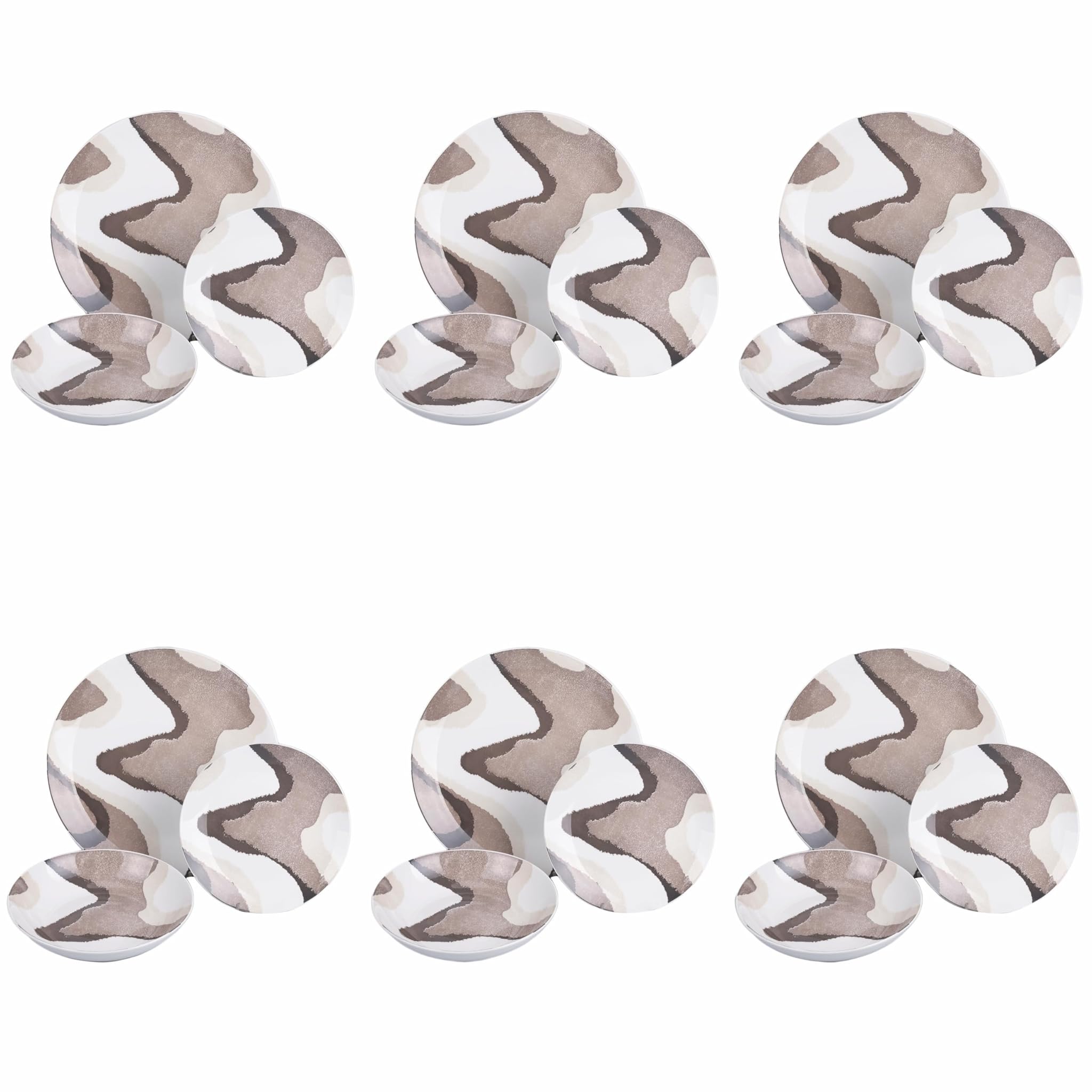 Servizio piatti 18 pezzi in porcellana, 6 posti tavola, Sand