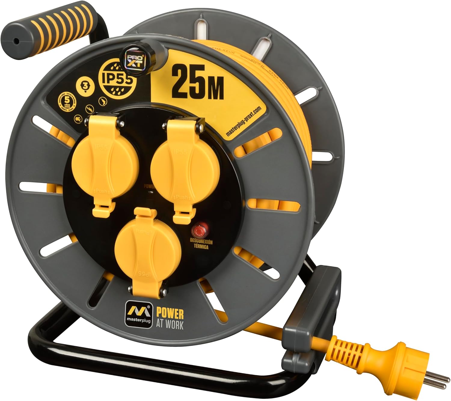 Masterplug Pro-XT Avvolgicavo 25m IP55 3 Prese Schuko