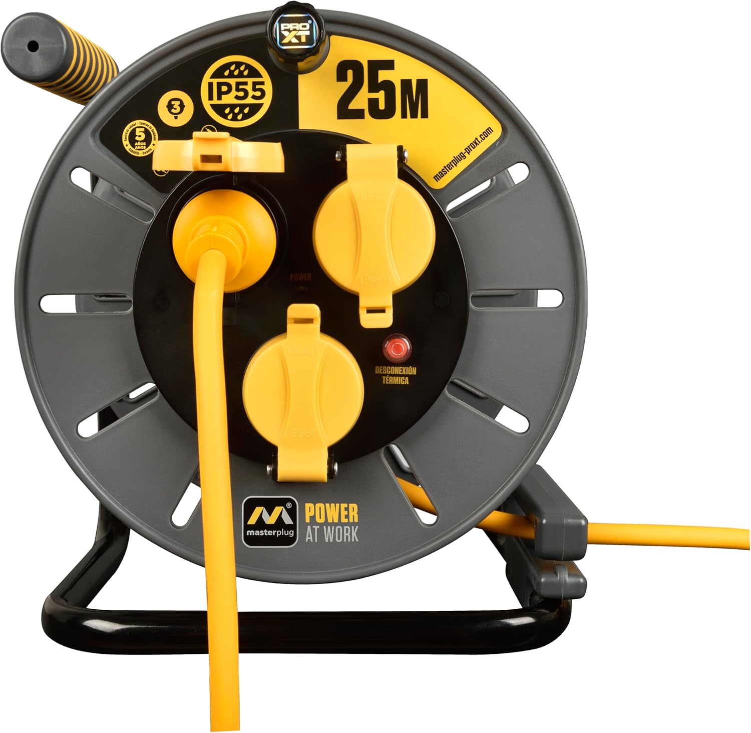 Masterplug Pro-XT Avvolgicavo 25m IP55 3 Prese Schuko - immagine 2