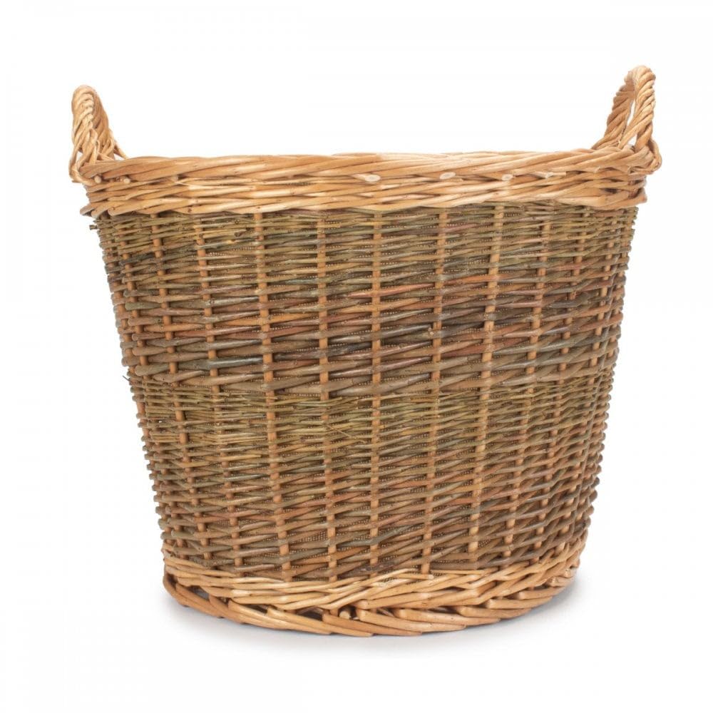 Cestino di vimini, con manici, rotondo, fodera interna in iuta - immagine 2