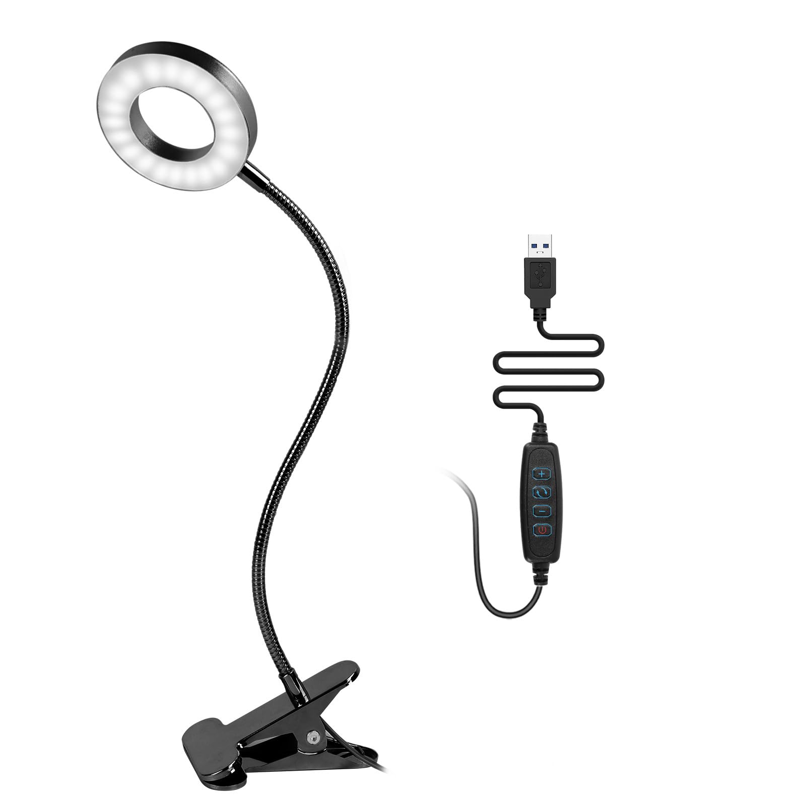 Lampada LED 8W con Clip USB, Nero