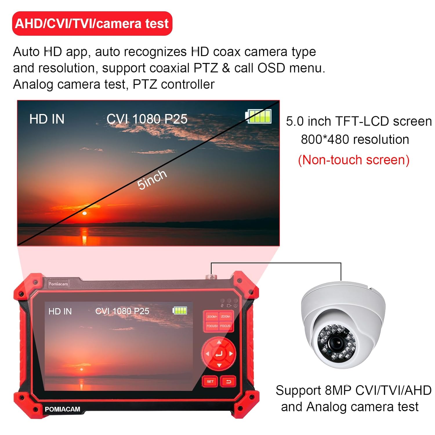 Tester Telecamera CCTV HD-2950 8MP 5 pollici TFT-LCD - immagine 6