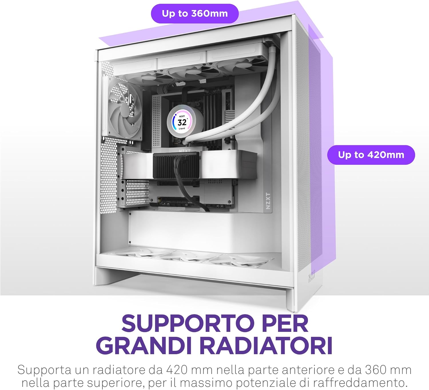 Nzxt H7 Flow - Case Airflow ATX Mid-Tower, Bianco - immagine 5