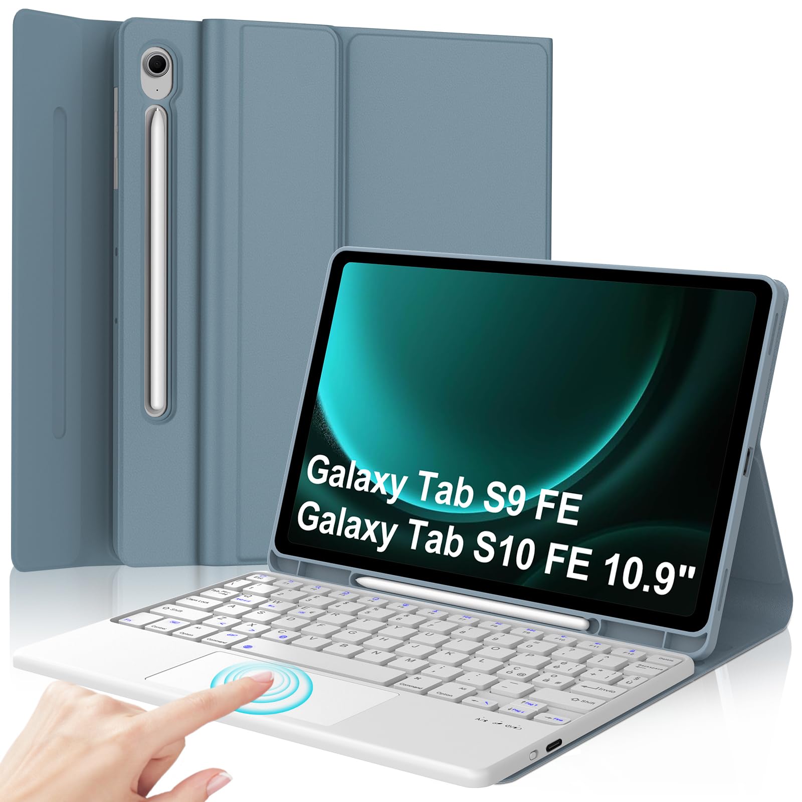 Iveoppe Tastiera Samsung Galaxy Tab S9 FE/S10 FE/S9, Blu Nebbioso
