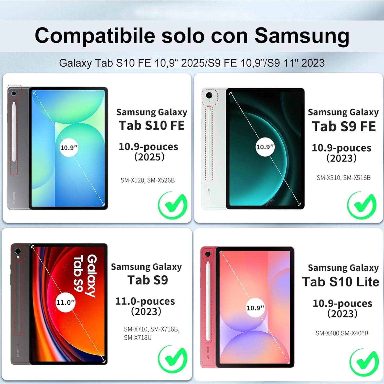 Iveoppe Tastiera Samsung Galaxy Tab S9 FE/S10 FE/S9, Blu Nebbioso - immagine 2