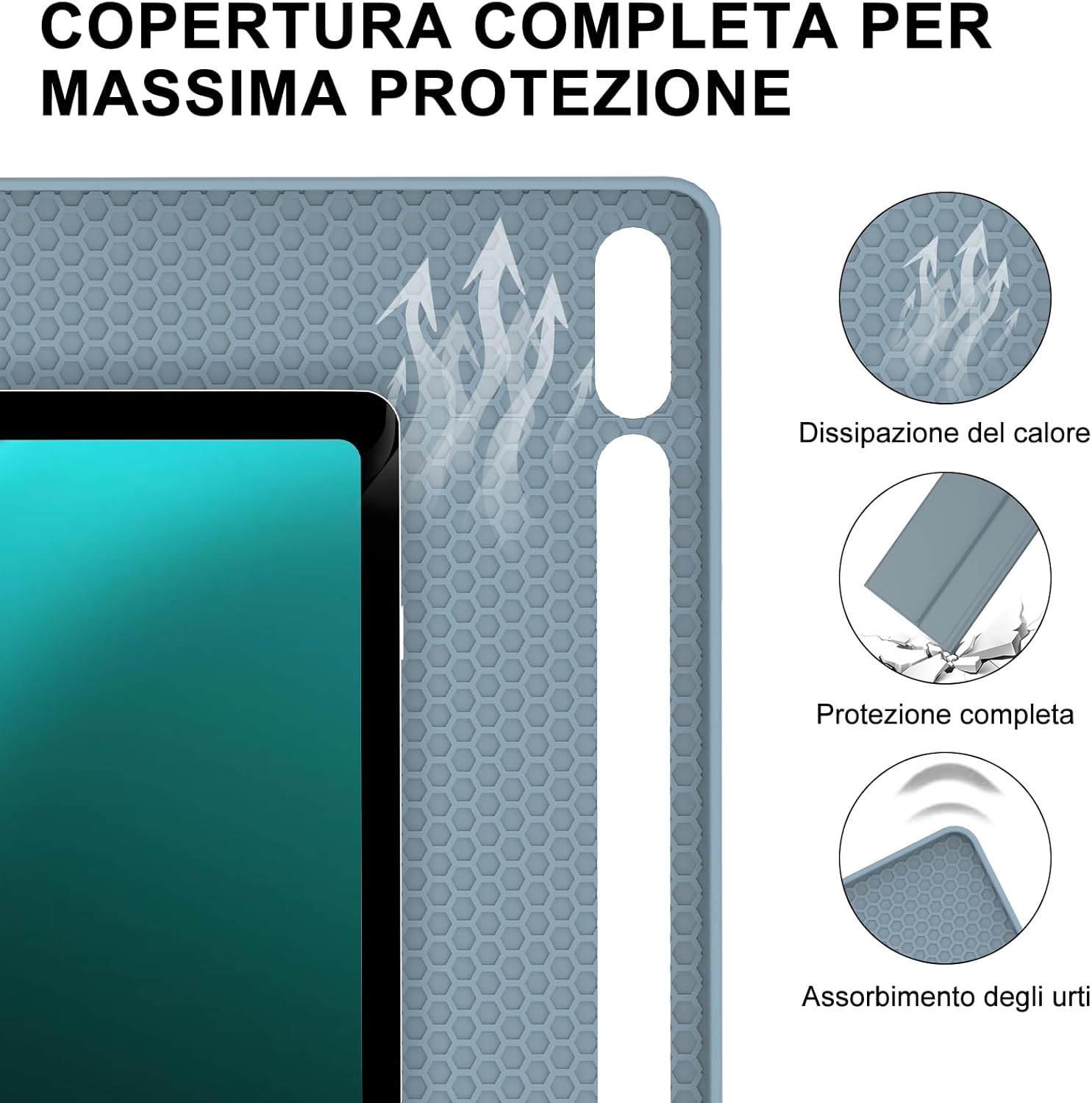 Iveoppe Tastiera Samsung Galaxy Tab S9 FE/S10 FE/S9, Blu Nebbioso - immagine 7