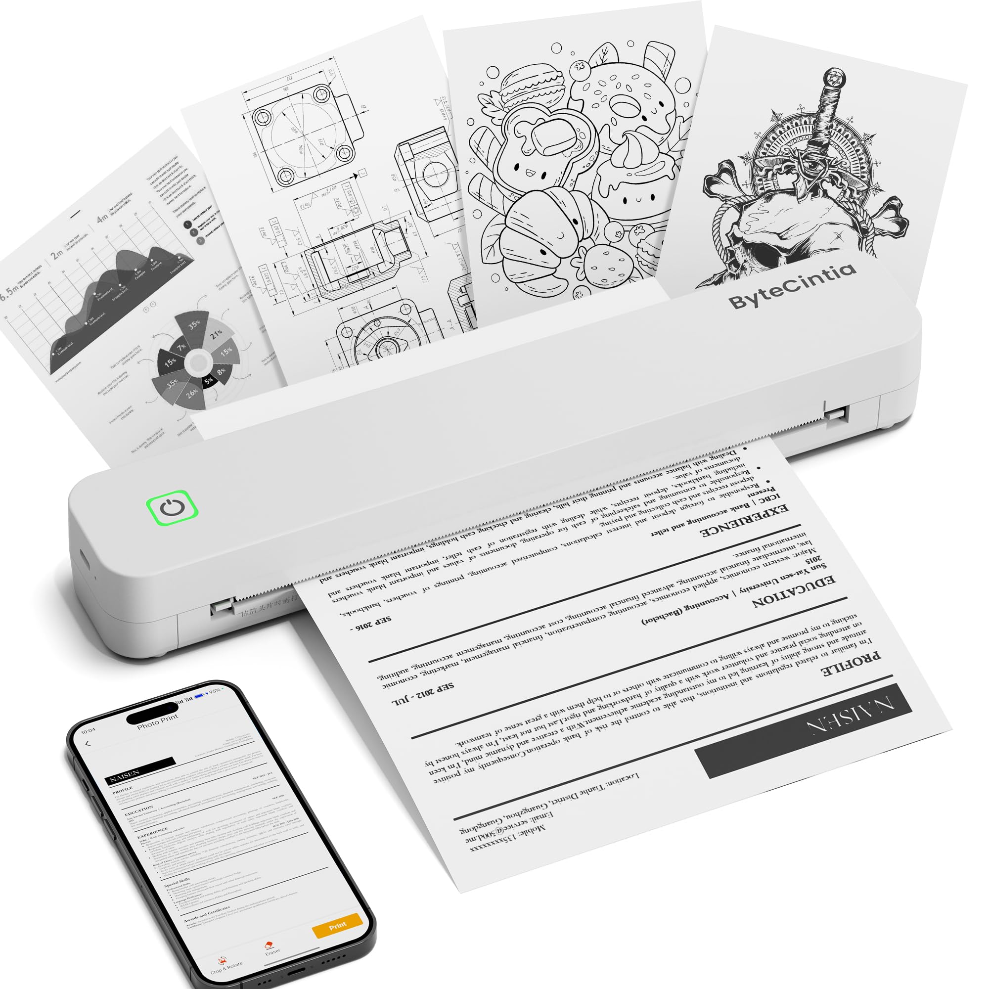 Bytecintia C80 Stampante Termica Portatile A4