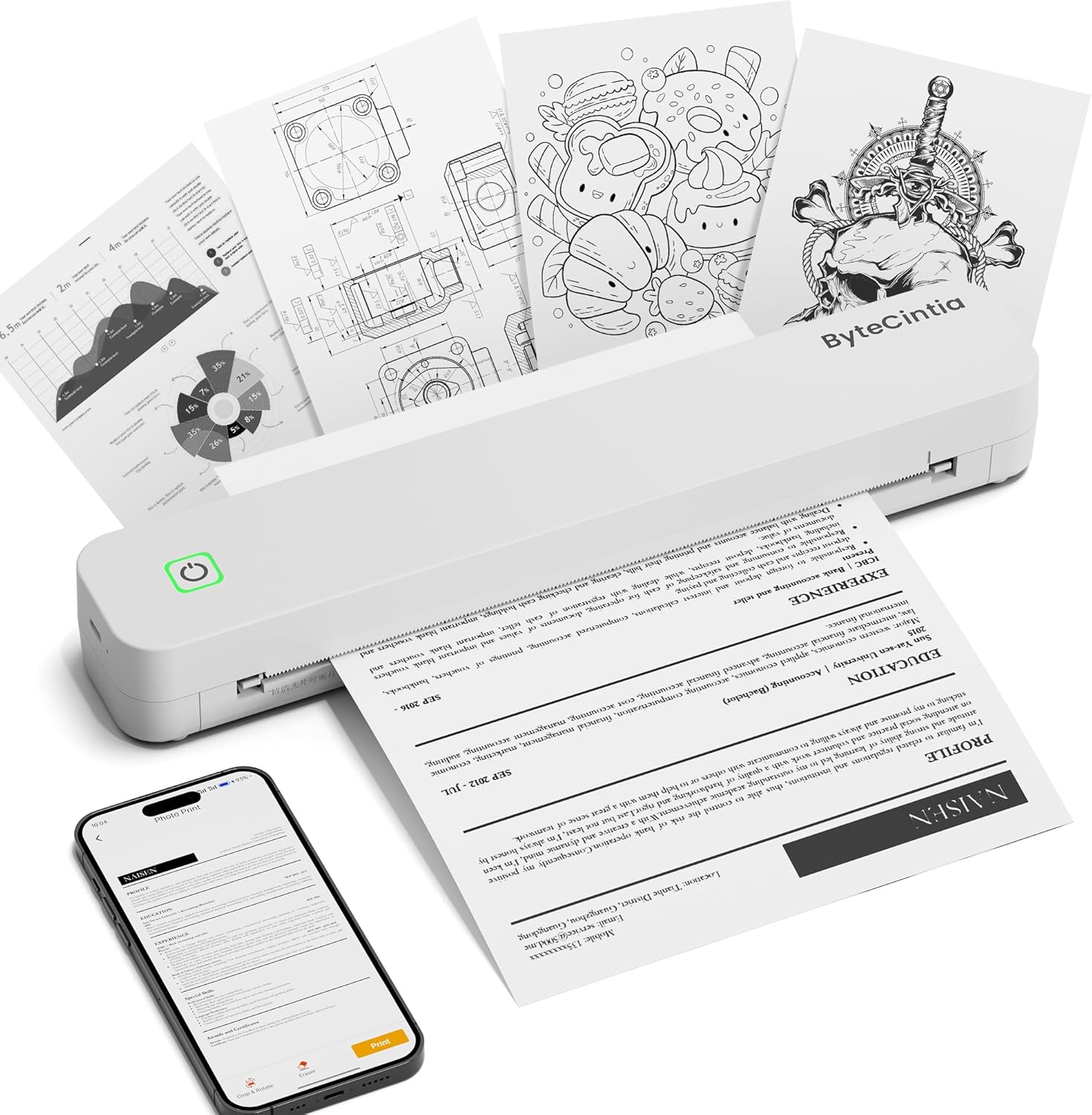 Bytecintia C80 Stampante Termica Portatile A4 - immagine 1