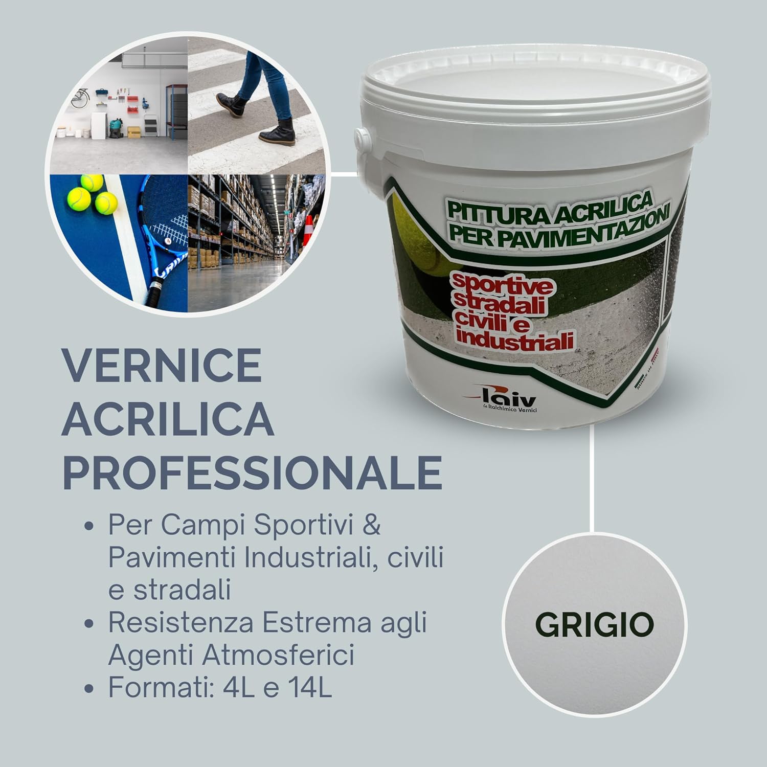 Laiv Pittura Acrilica Versatile per Pavimentazioni, Grigio - immagine 2
