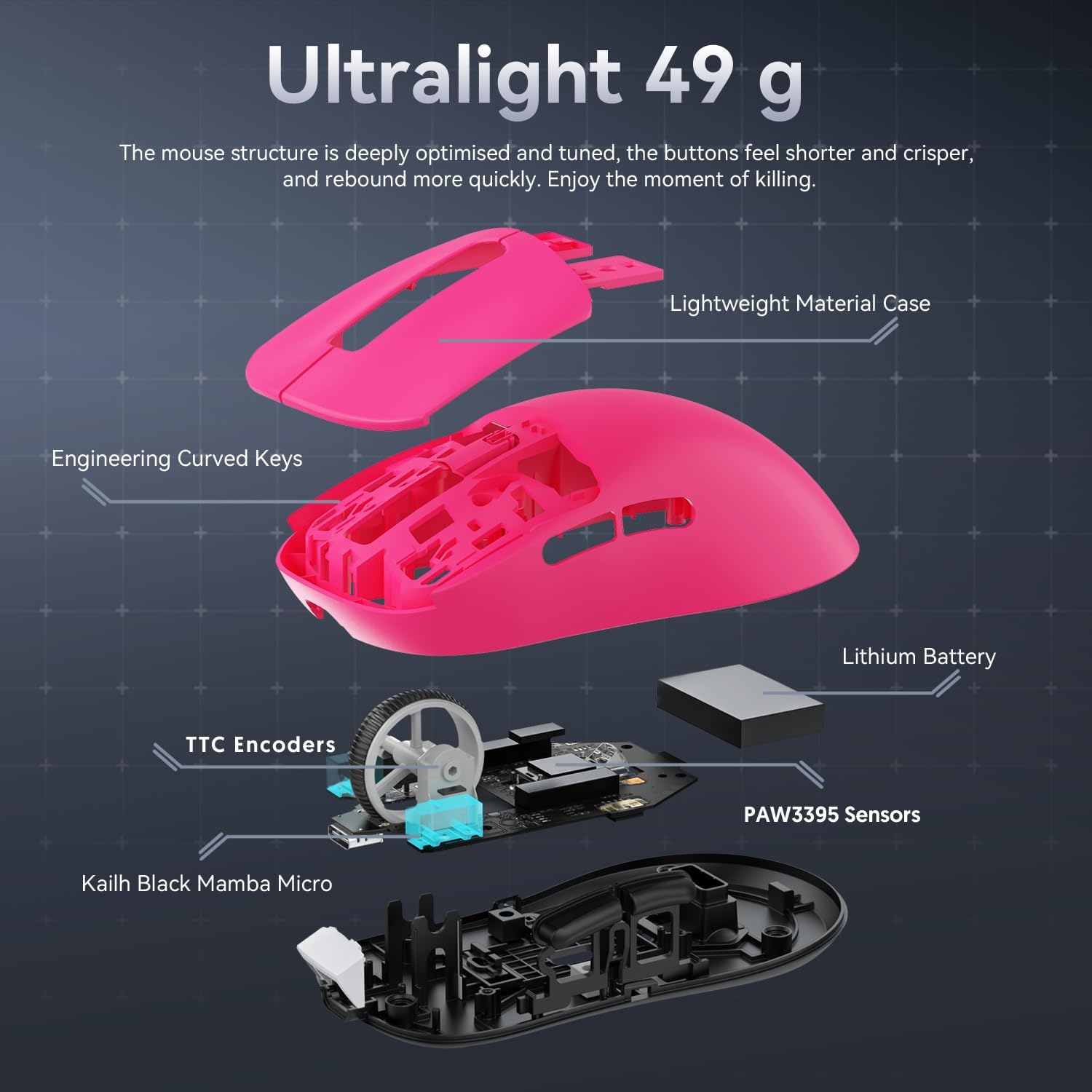 Attack Shark X3 Mouse Gaming Wireless Superlight 49g - immagine 6