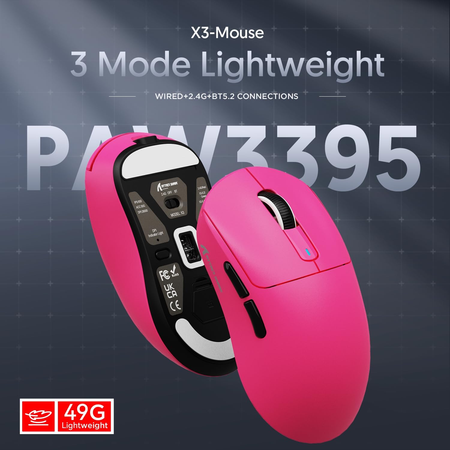 Attack Shark X3 Mouse Gaming Wireless Superlight 49g - immagine 7