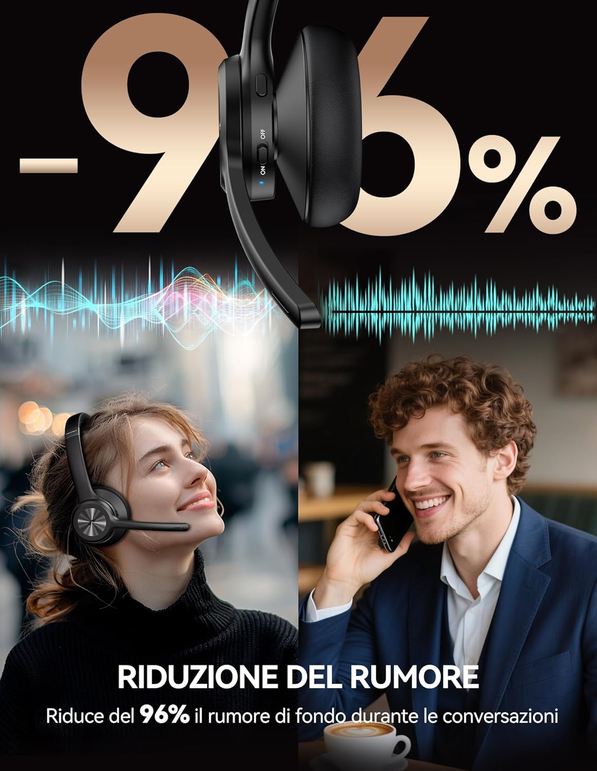Tecknet Cuffie Bluetooth con Microfono Singolo - immagine 2