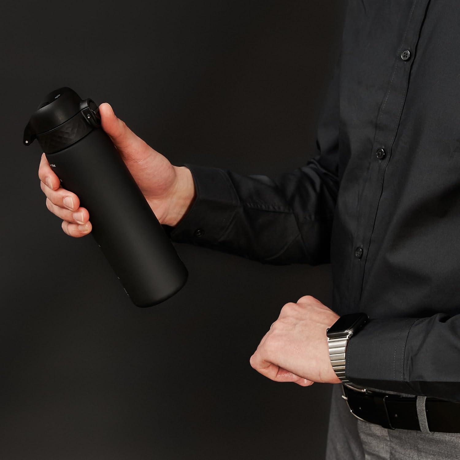 Ion8 Bottiglia d'acqua Sottile 500ml, Nero - immagine 2