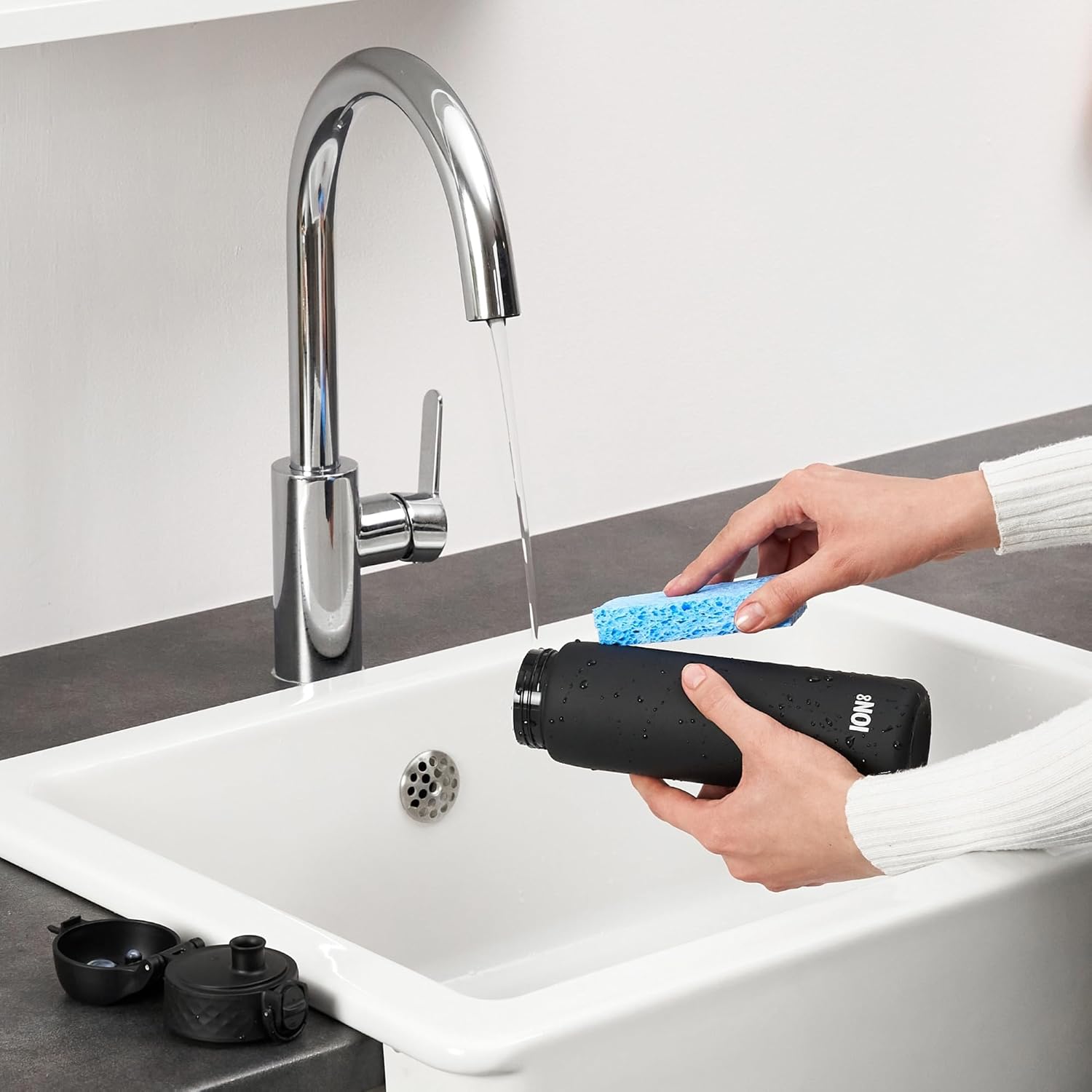 Ion8 Bottiglia d'acqua Sottile 500ml, Nero - immagine 8