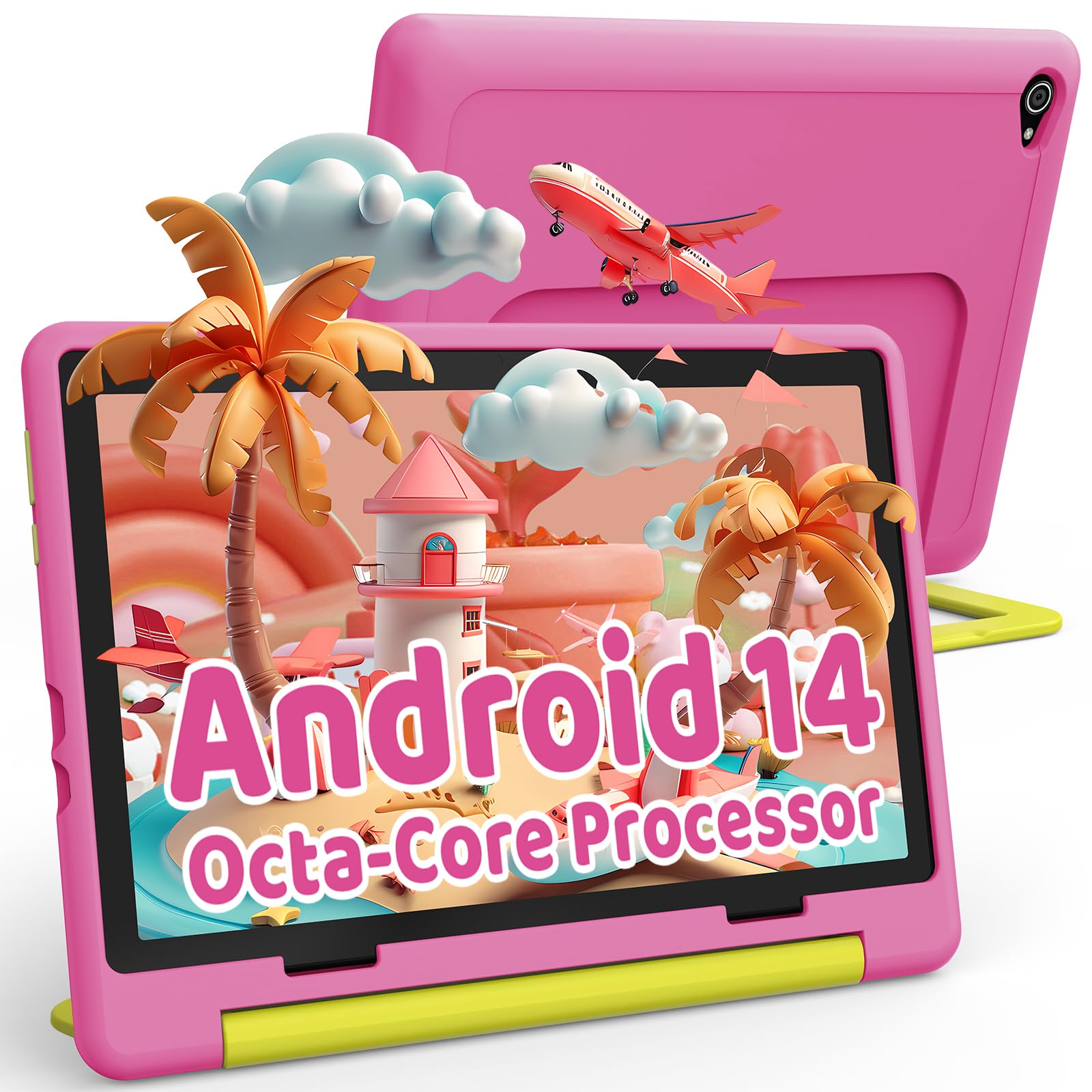 Ainmel Tablet Android 14 per Bambini - Octa-Core, Pink