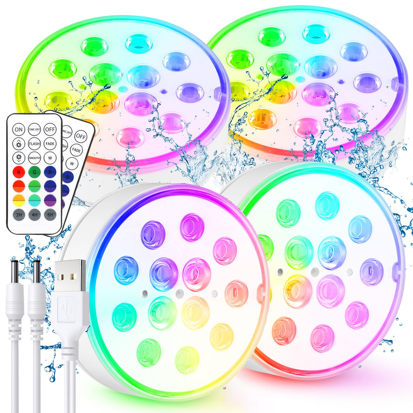 Czemo Luci LED per Piscina Subacquea Ricaricabili, 4 pezzi