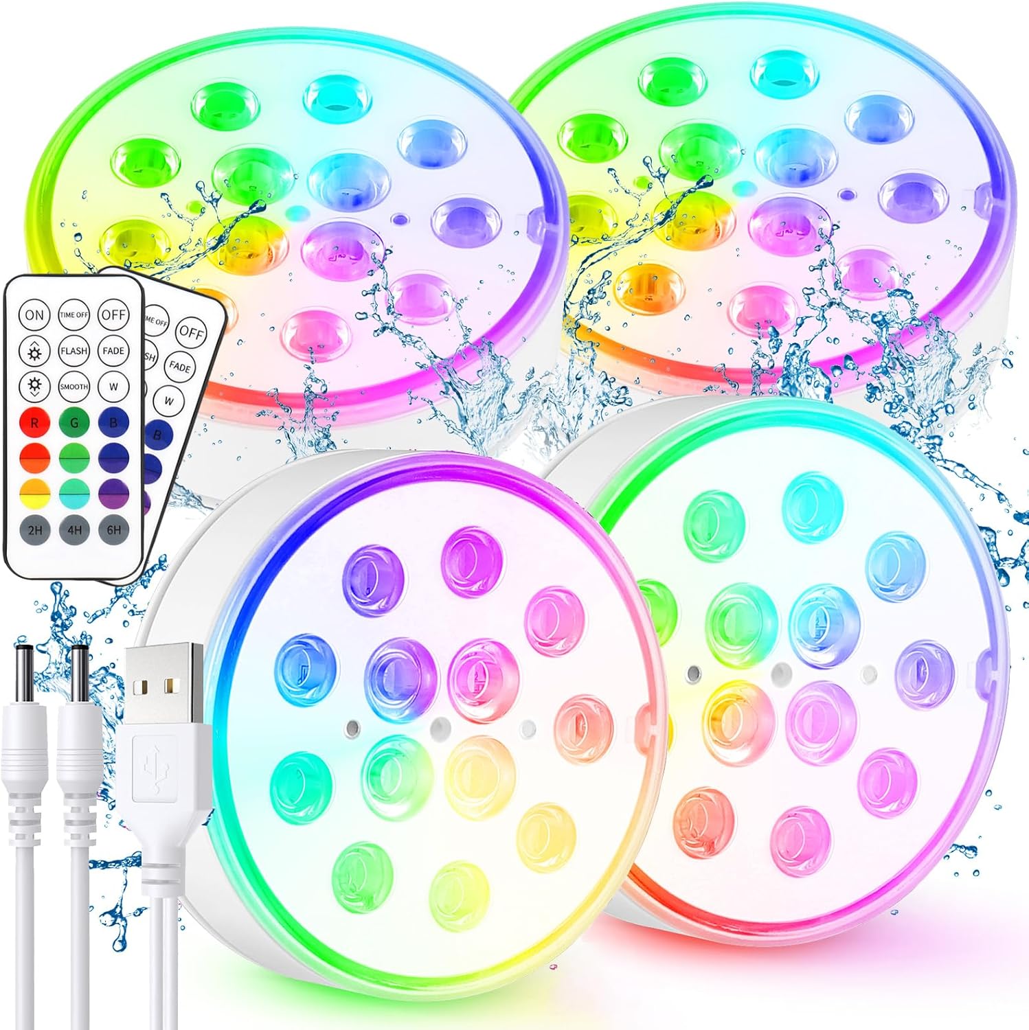 Czemo Luci LED per Piscina Subacquea Ricaricabili, 4 pezzi - immagine 1