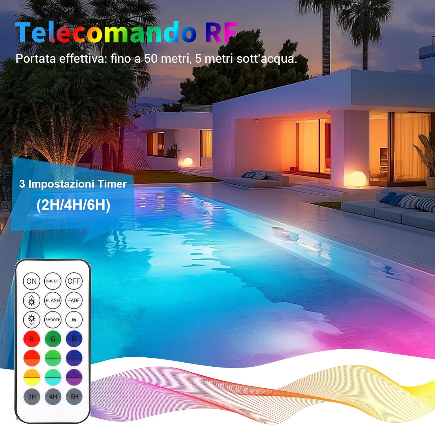 Czemo Luci LED per Piscina Subacquea Ricaricabili, 4 pezzi - immagine 5