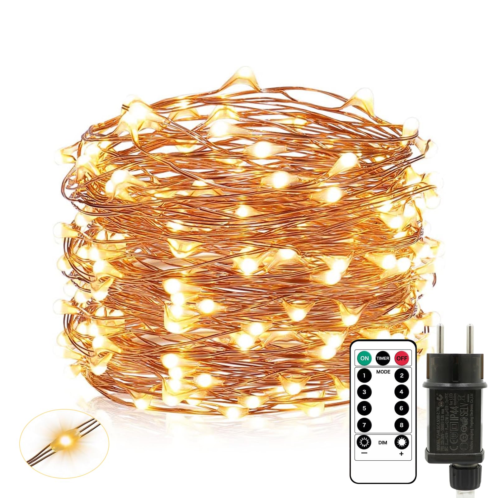 Catena Luminosa LED 20M 200 LED con Timer e Telecomando