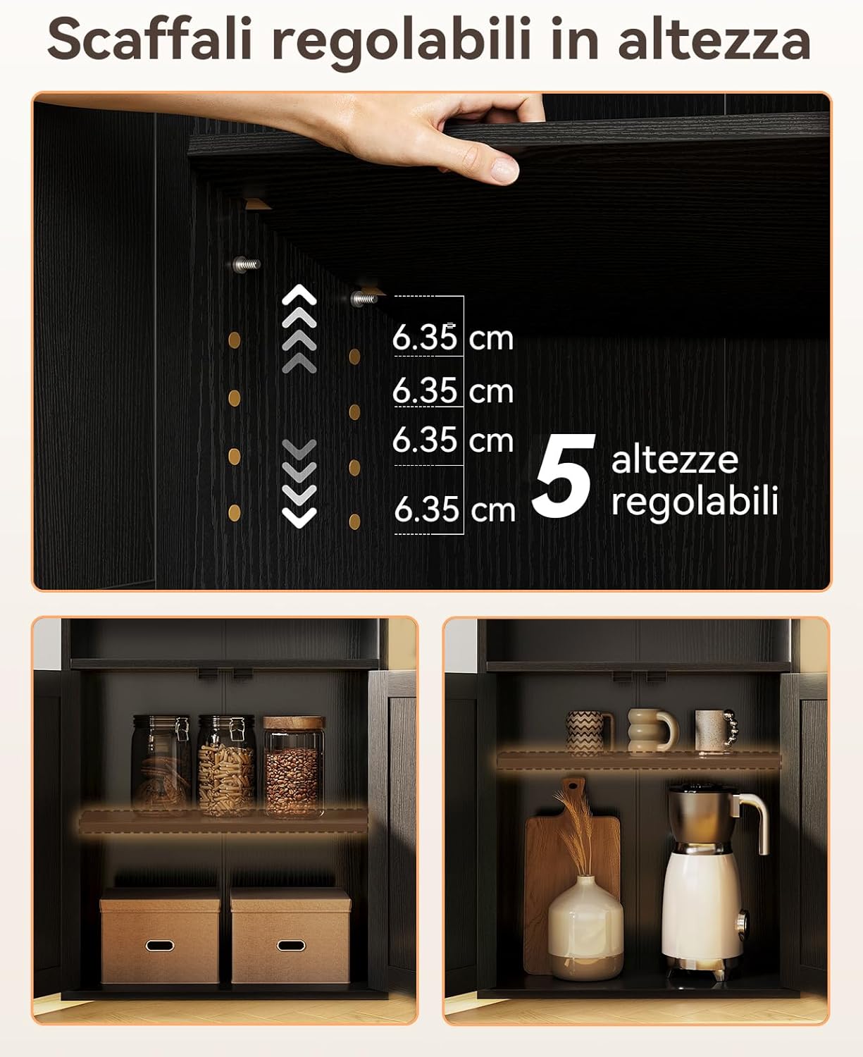 Coleshome Libreria con Ante a 6 Ripiani, Nero - immagine 5
