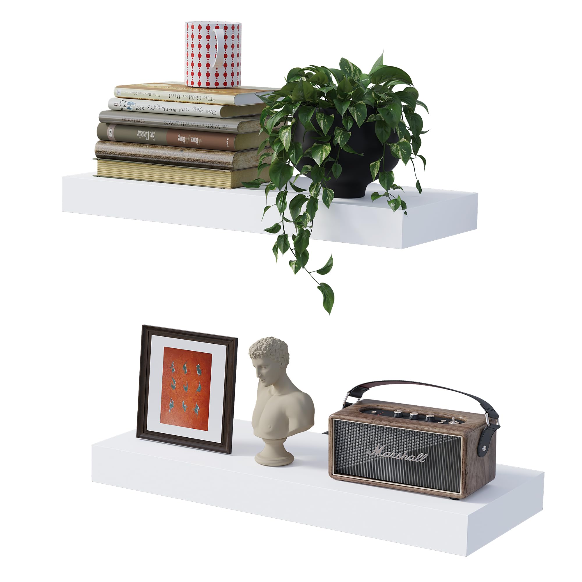 Bontec Mensole da Muro Robuste (2 Pezzi), Bianco