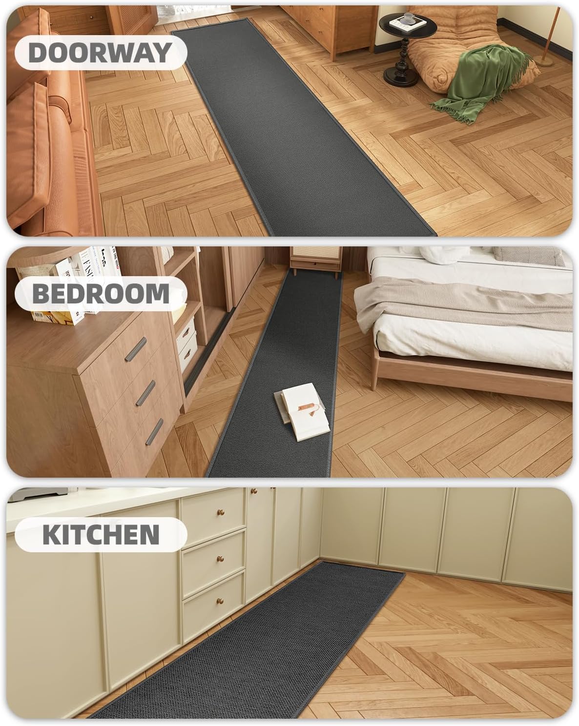 Color&geometry Tappeto Cucina Antiscivolo 71x365cm, Grigio - immagine 4